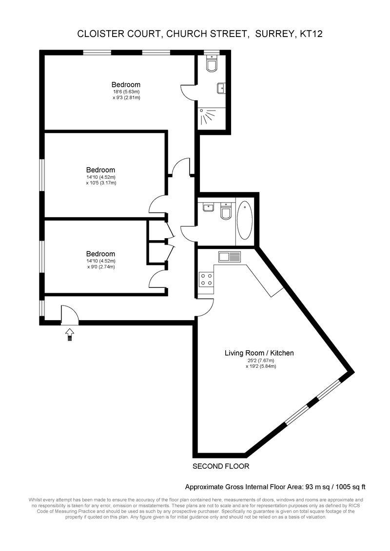 15 Cloister Court, Church Street, Walton-On-Thames floorplan