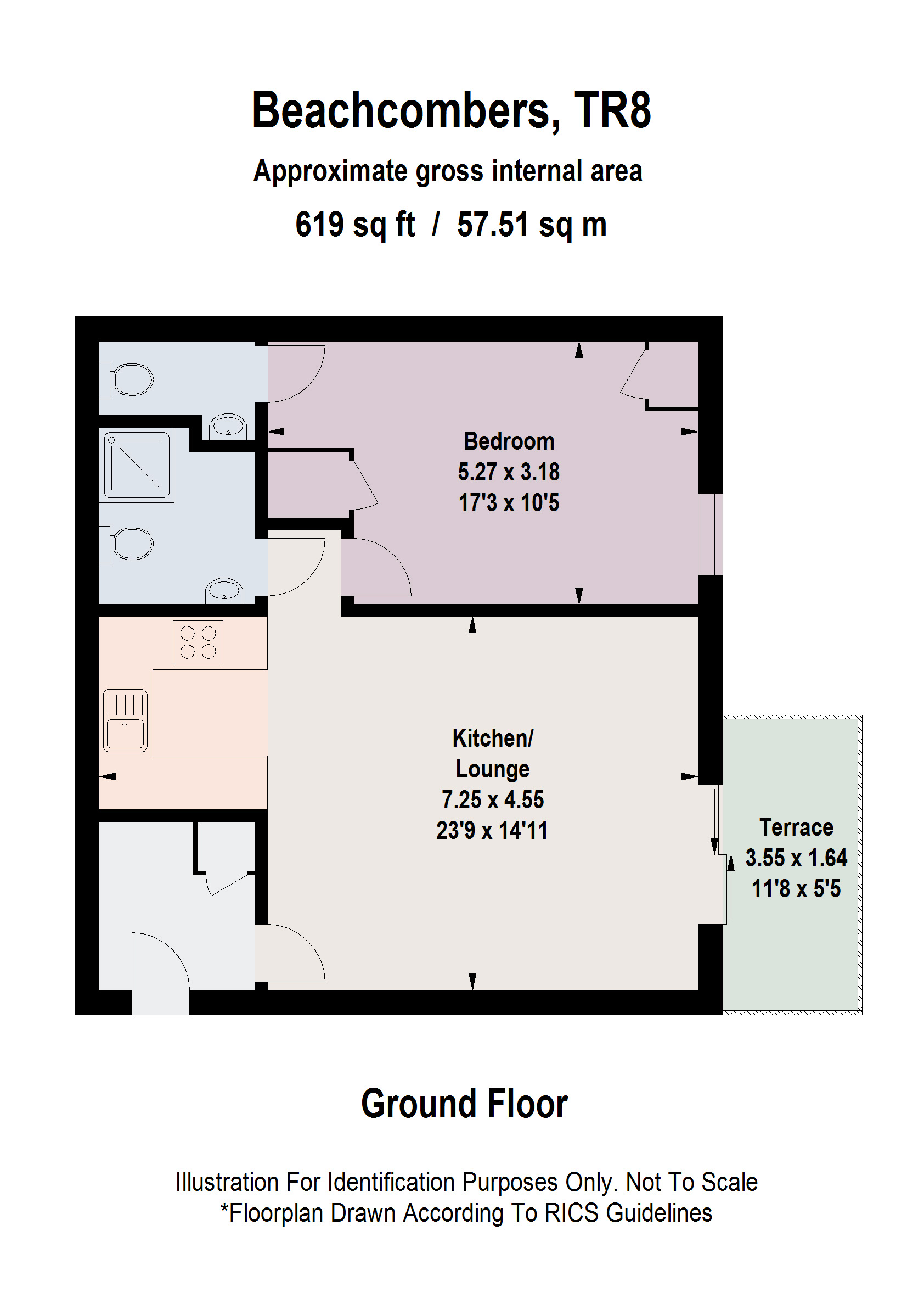 3 Beachcombers Apartments, 1, Watergate Bay, Cornwall floorplan