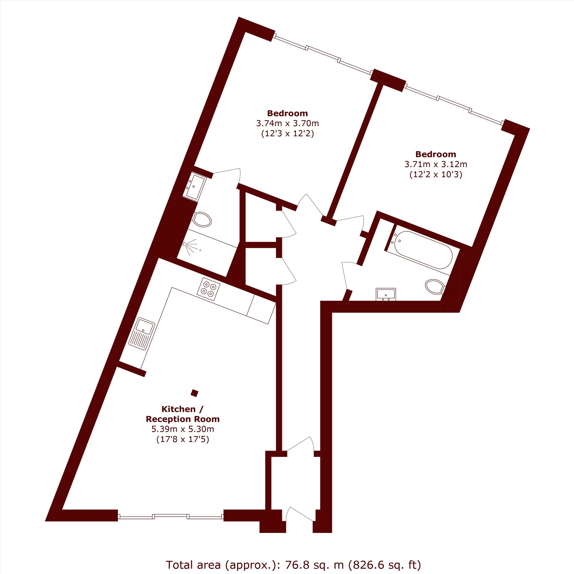Flat 10 Boot Court, 75-77, Jeddo Road, London floorplan