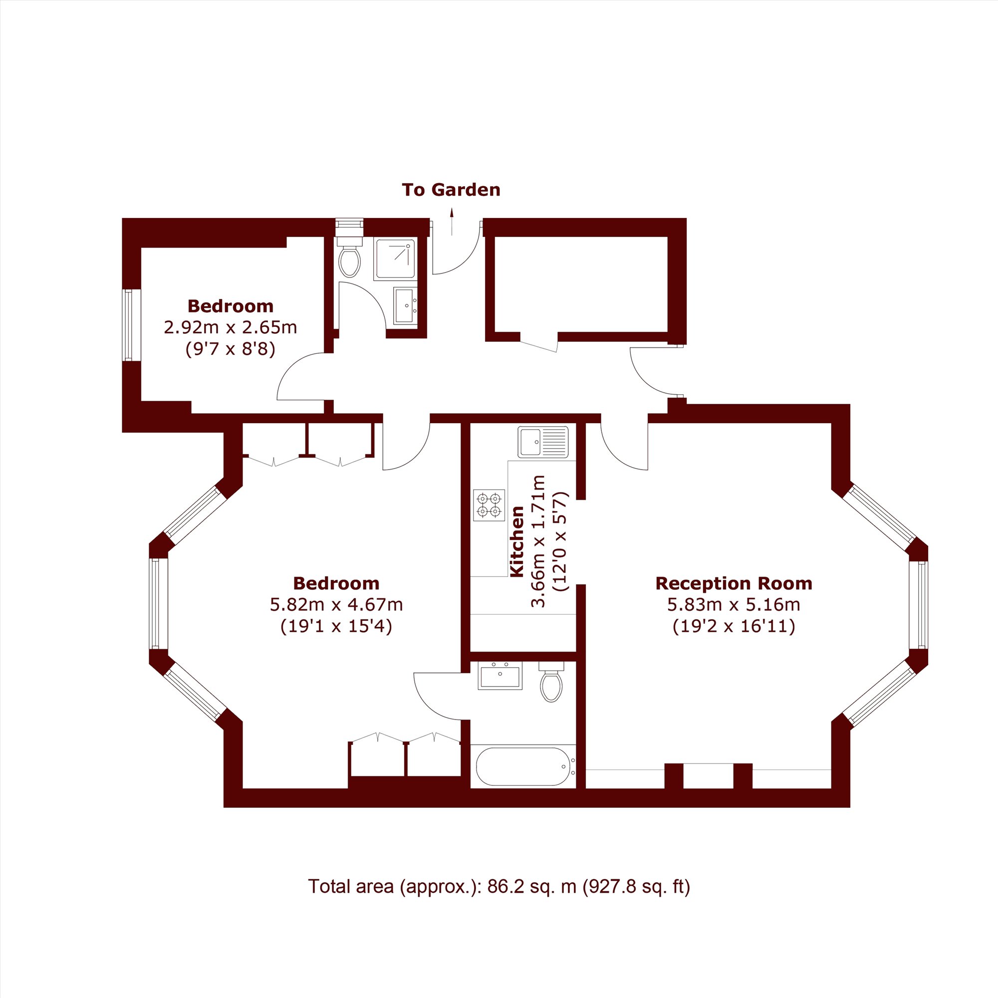 Flat B, 84, Wickham Road, London floorplan