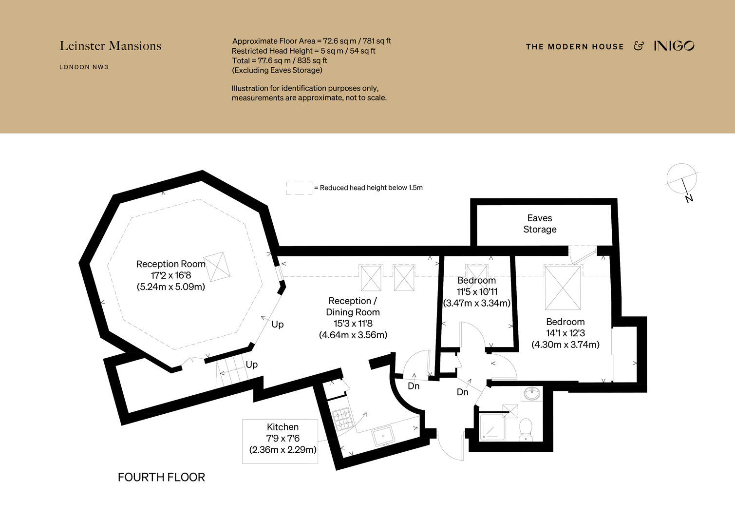 Flat 10 Leinster Mansions, Langland Gardens, London floorplan