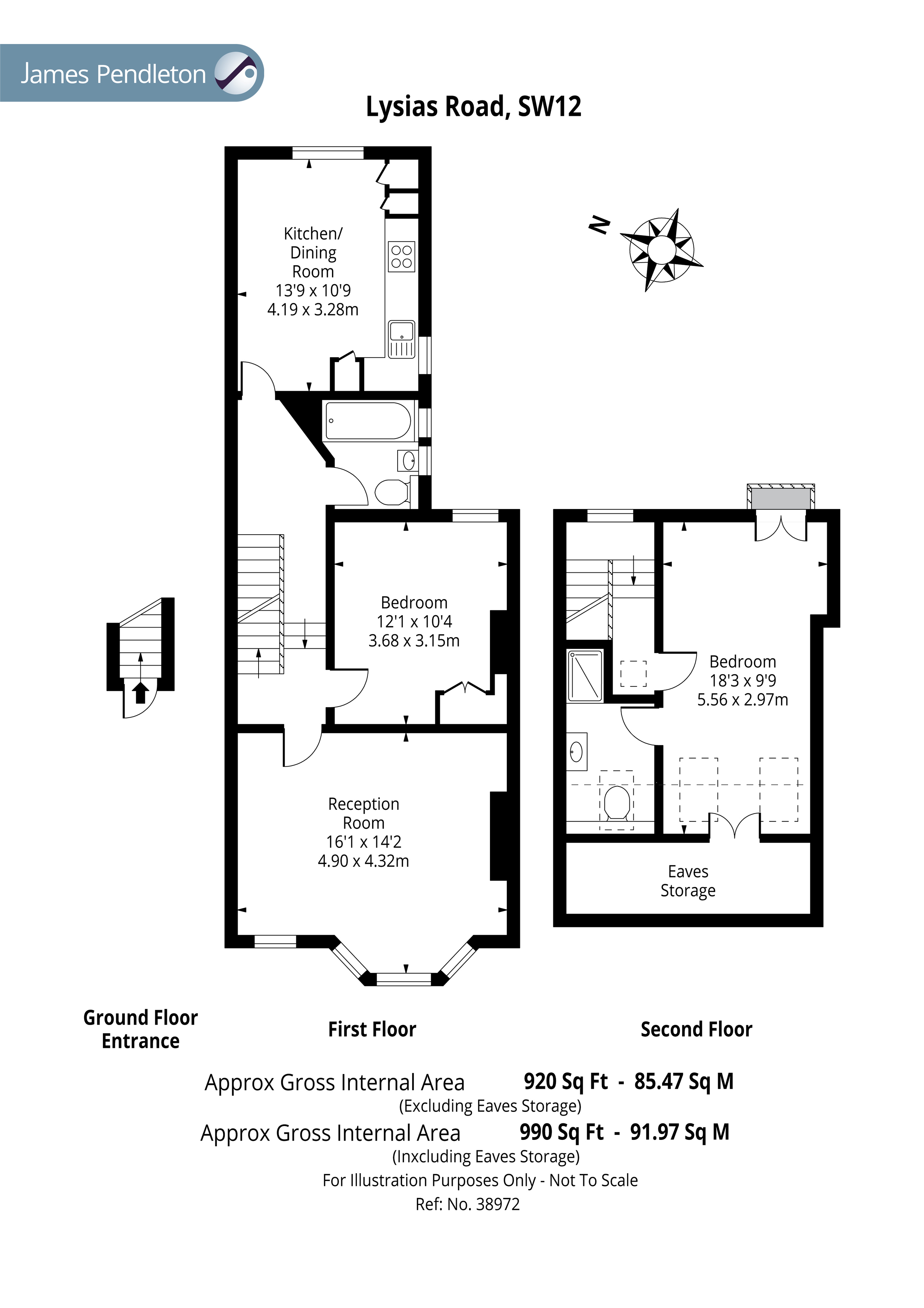 2 Bedrooms Flat for sale in Lysias Road, Clapham South, London SW12