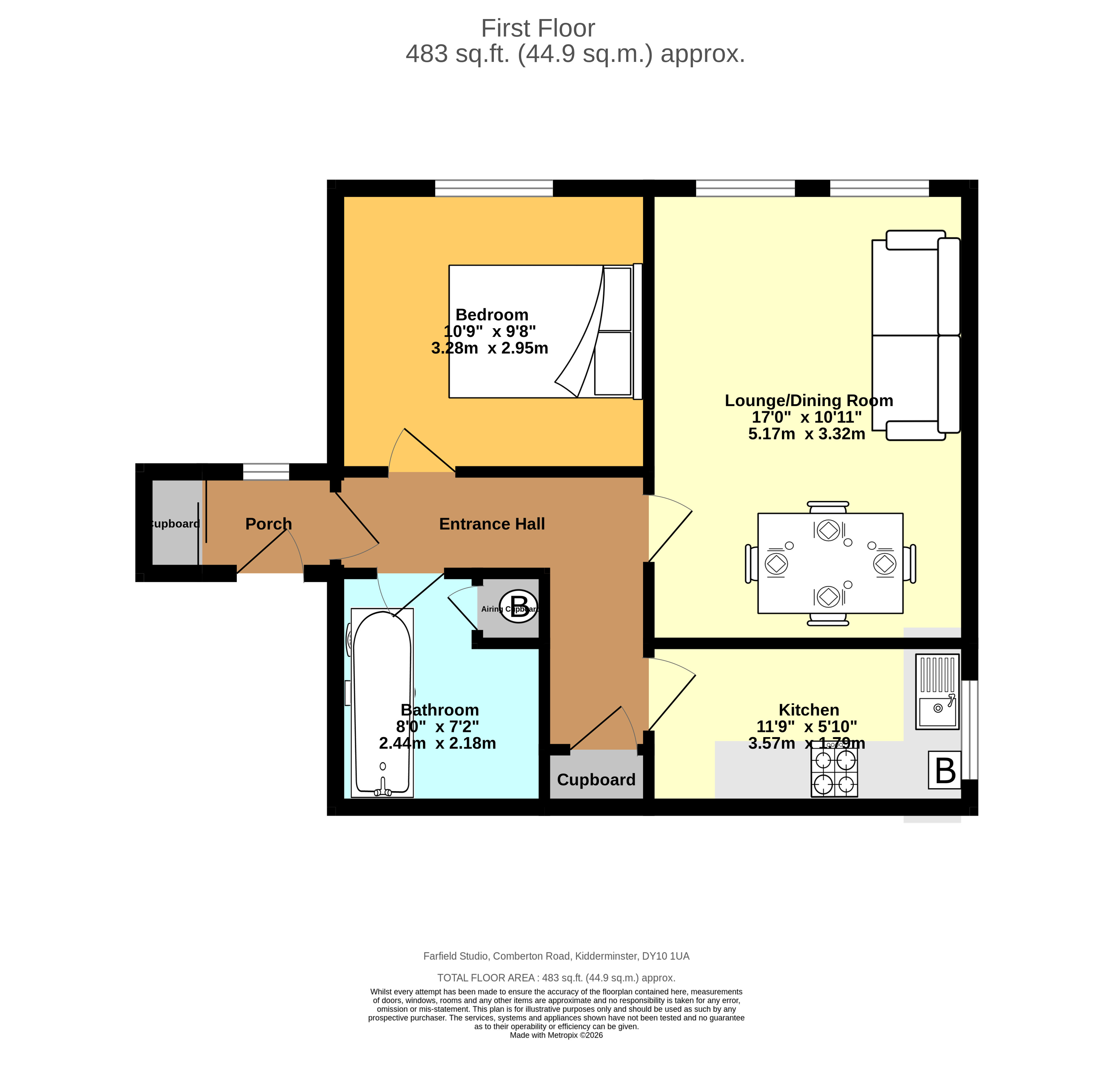 Flat 3, Farfield Studio, Comberton Road, Kidderminster floorplan