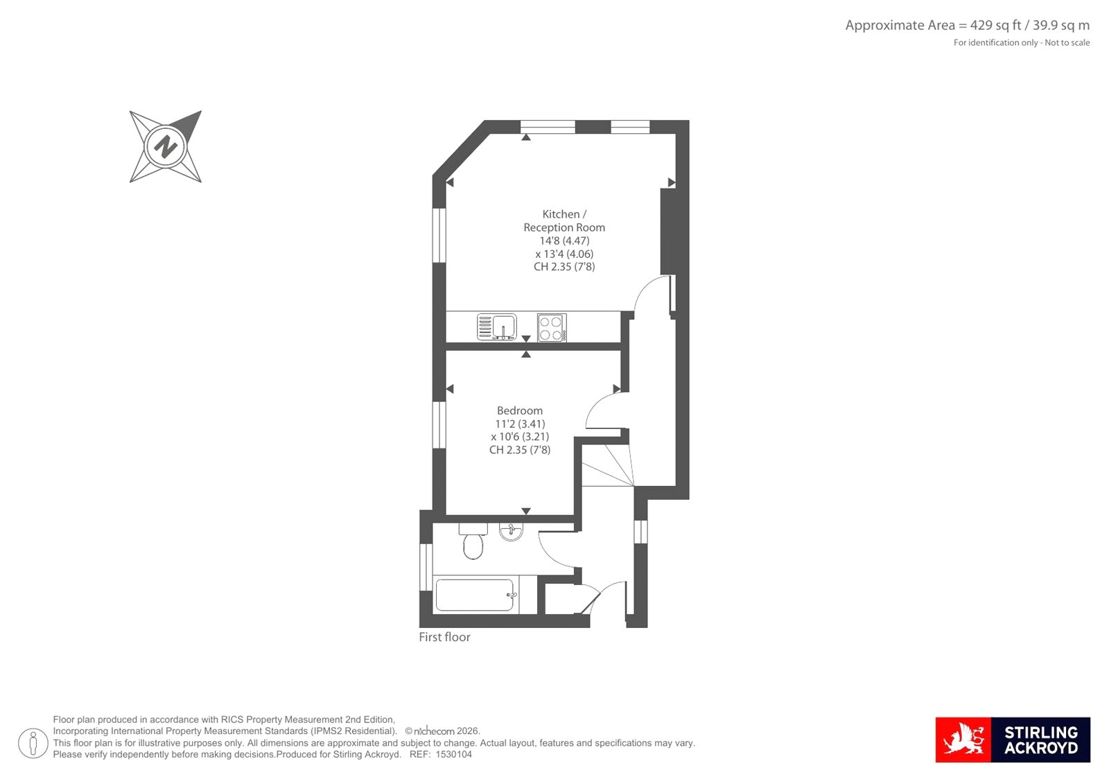 Flat 1, Old Bakery Apartments, 78, Cardigan Road, London floorplan