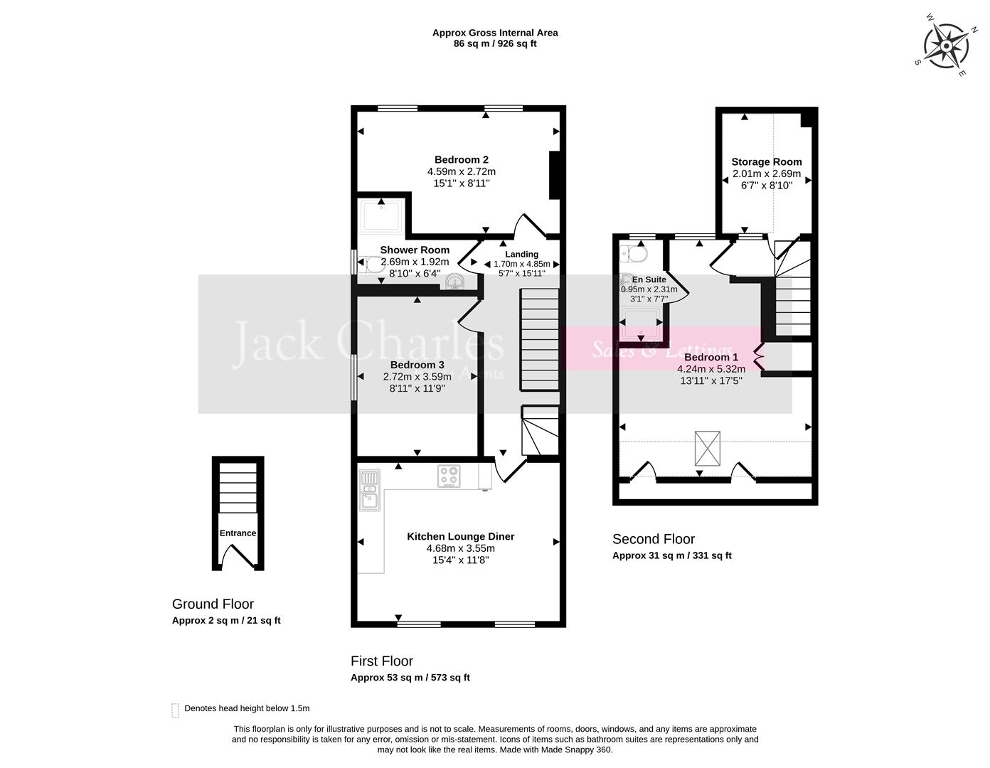 Flat B, 1, Clifton Road, Tunbridge Wells floorplan
