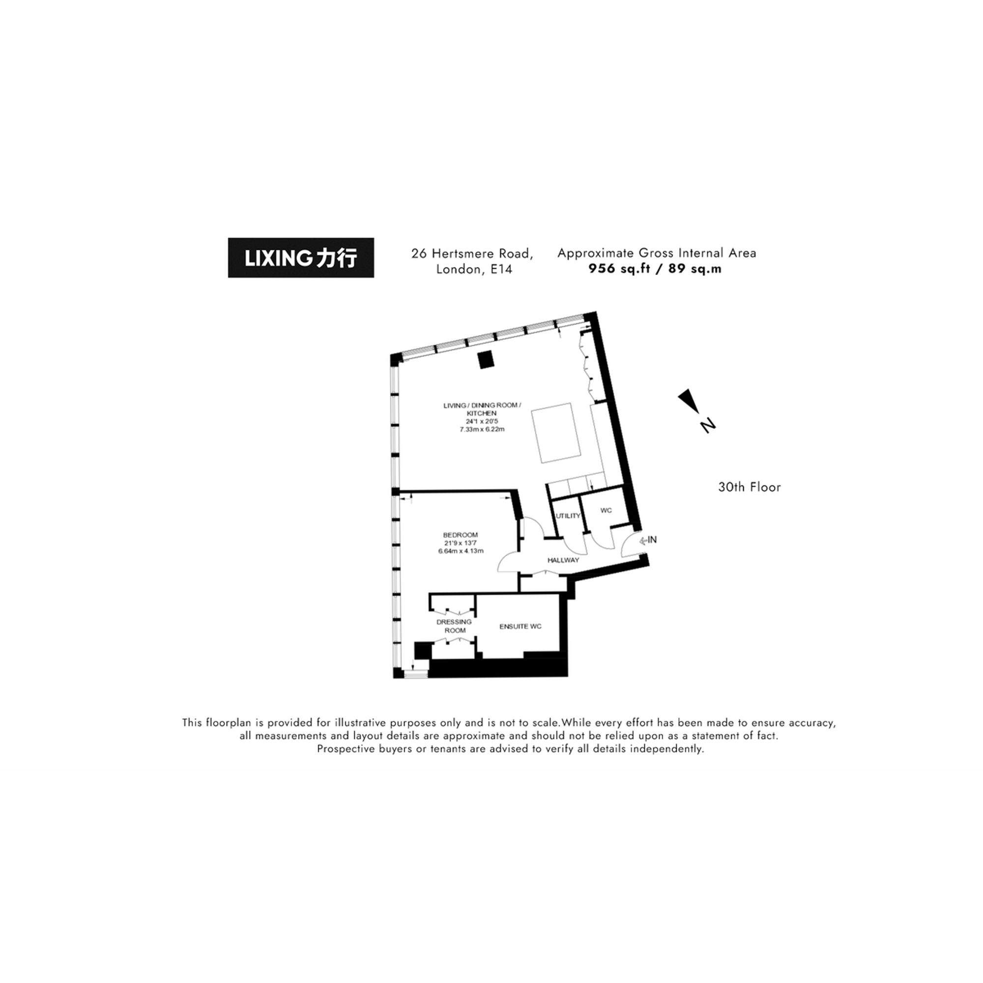 Flat 3006, 26, Hertsmere Road, London floorplan