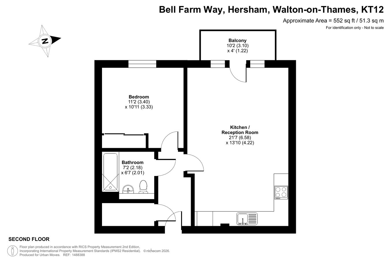 Flat Five at Fifty Four, Bell Farm Way, Walton-on-Thames floorplan