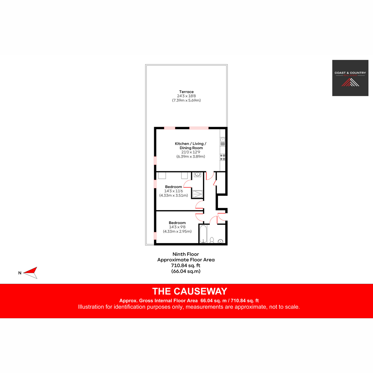 Flat 70 Skyline, 1, The Causeway, Worthing floorplan
