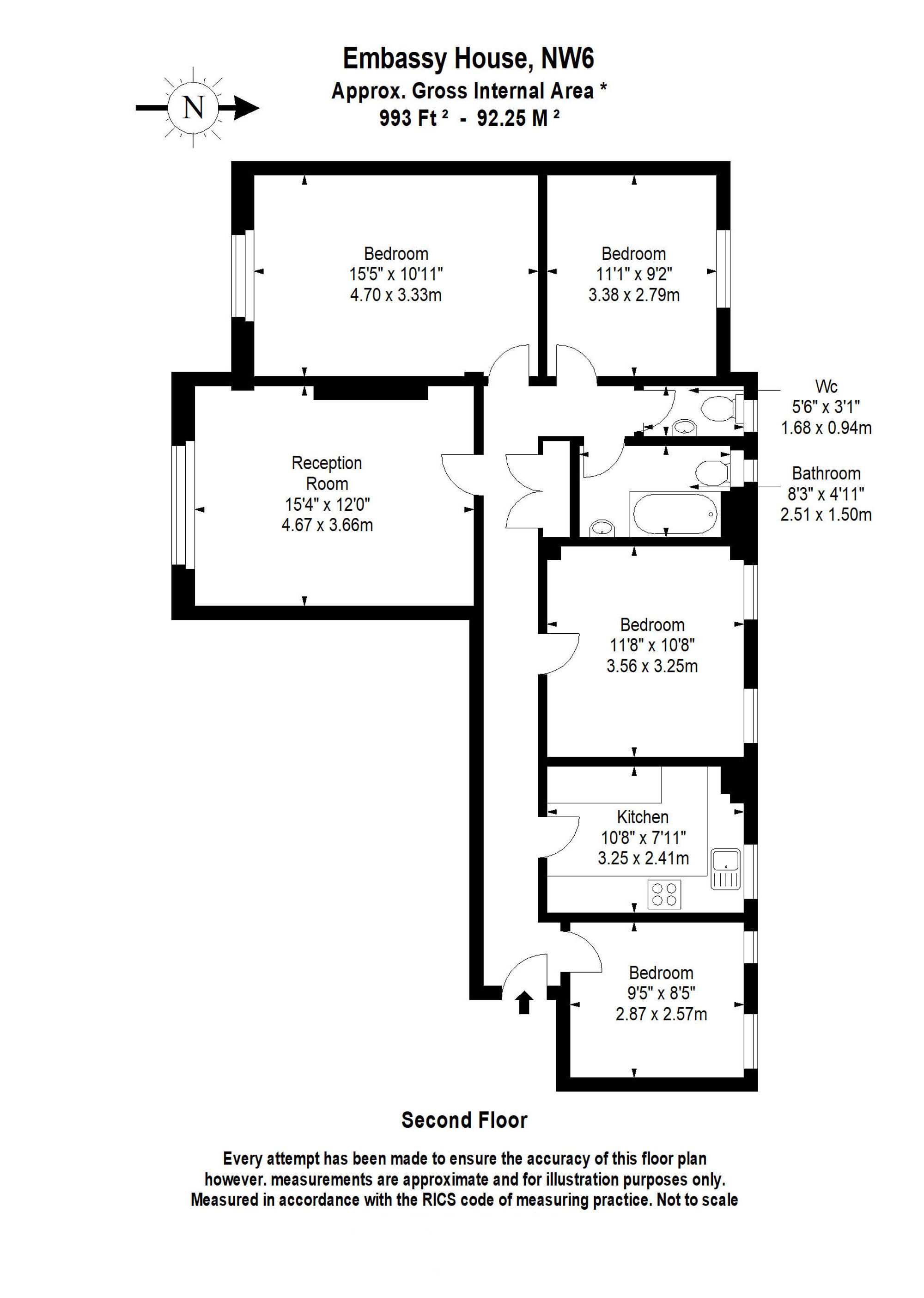 Flat 41, Embassy House West End Lane, London floorplan