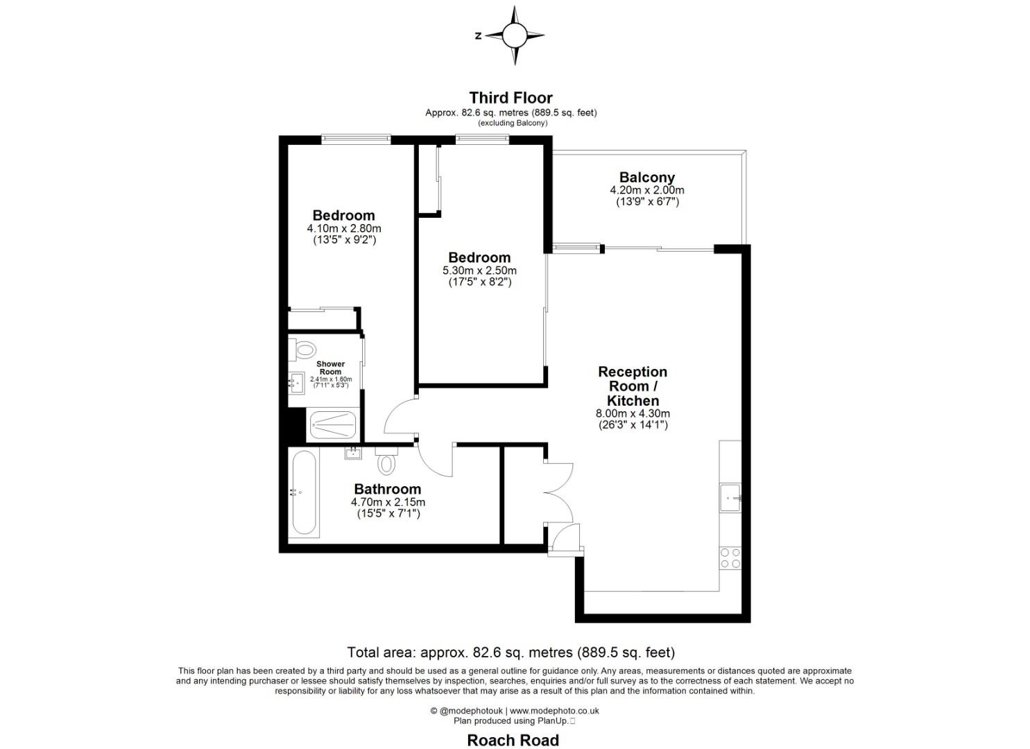 Flat 306, Legacy House 4A, Roach Road, London floorplan