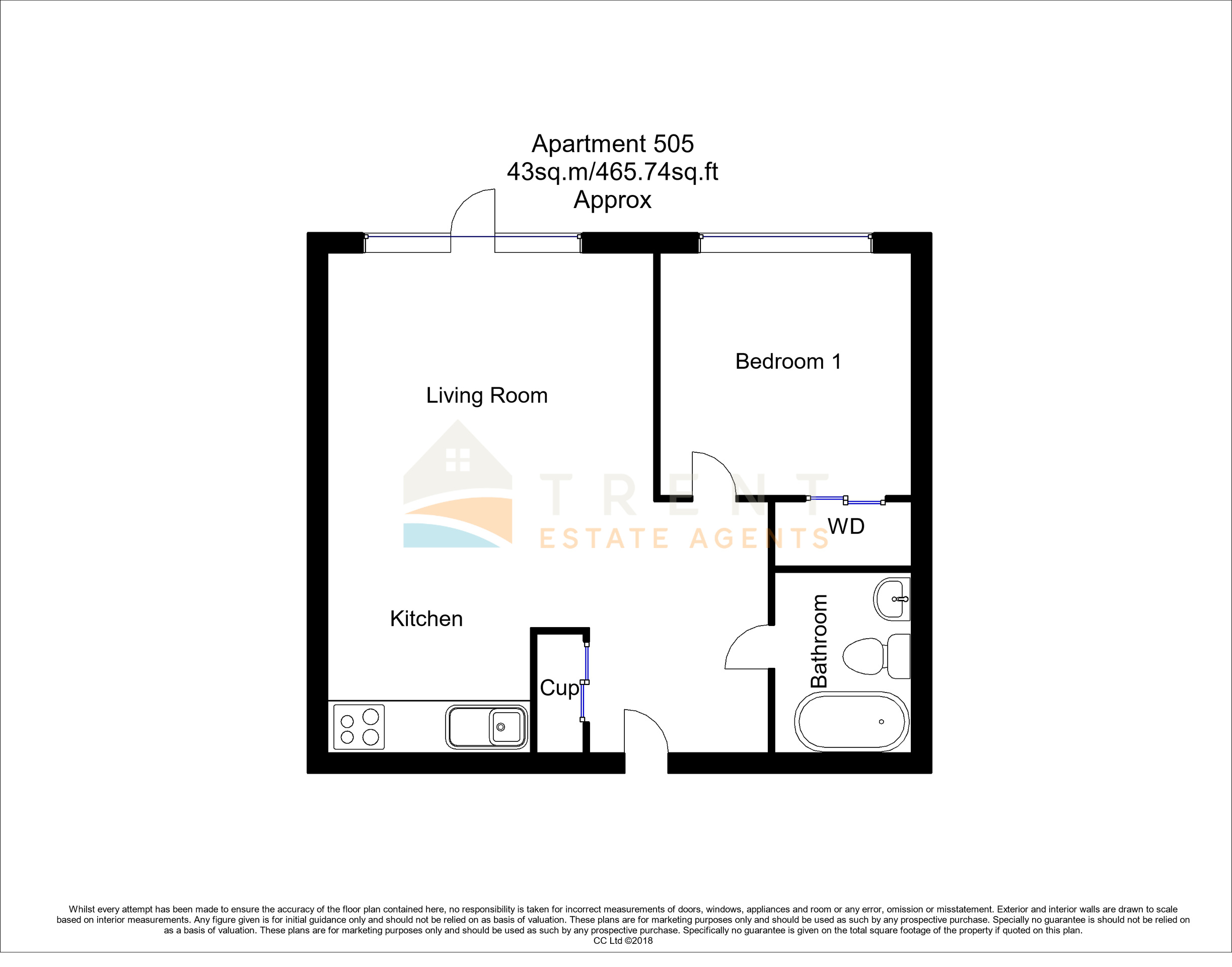 Apartment 505, Nottingham floorplan
