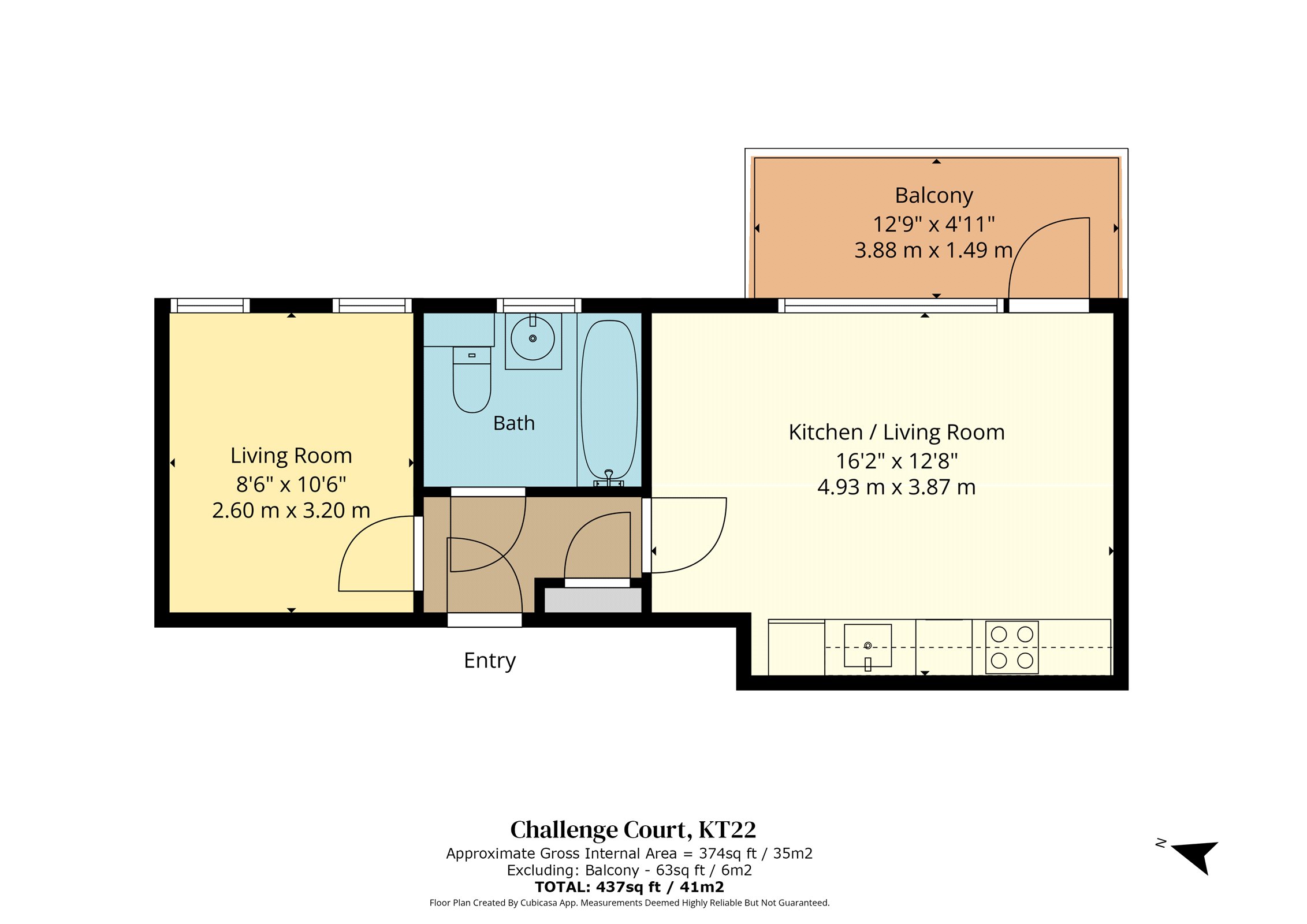 Flat 2, Prime House,, Challenge Court, Leatherhead floorplan