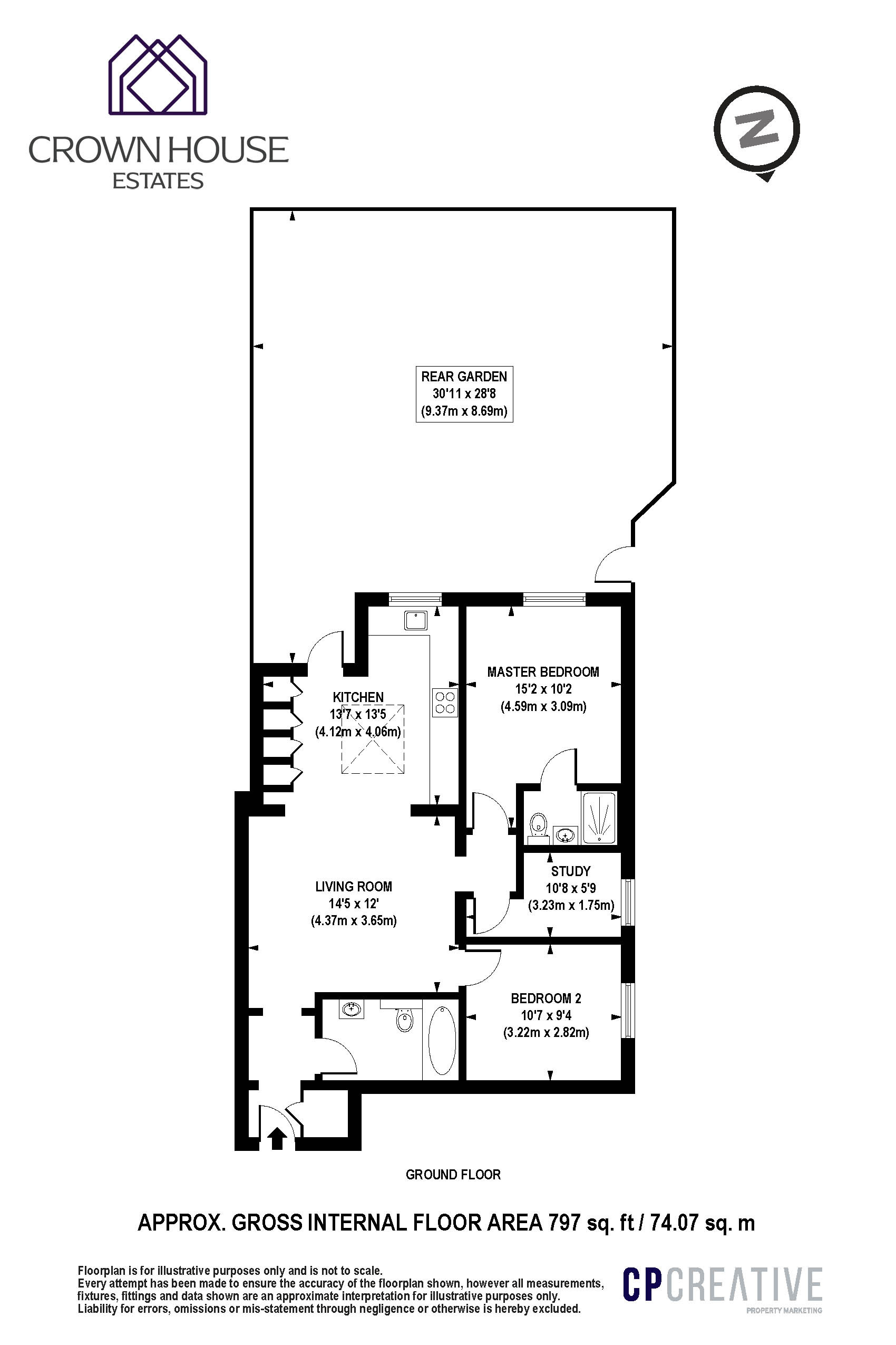Flat 1,43, Woodside Park Road, London floorplan