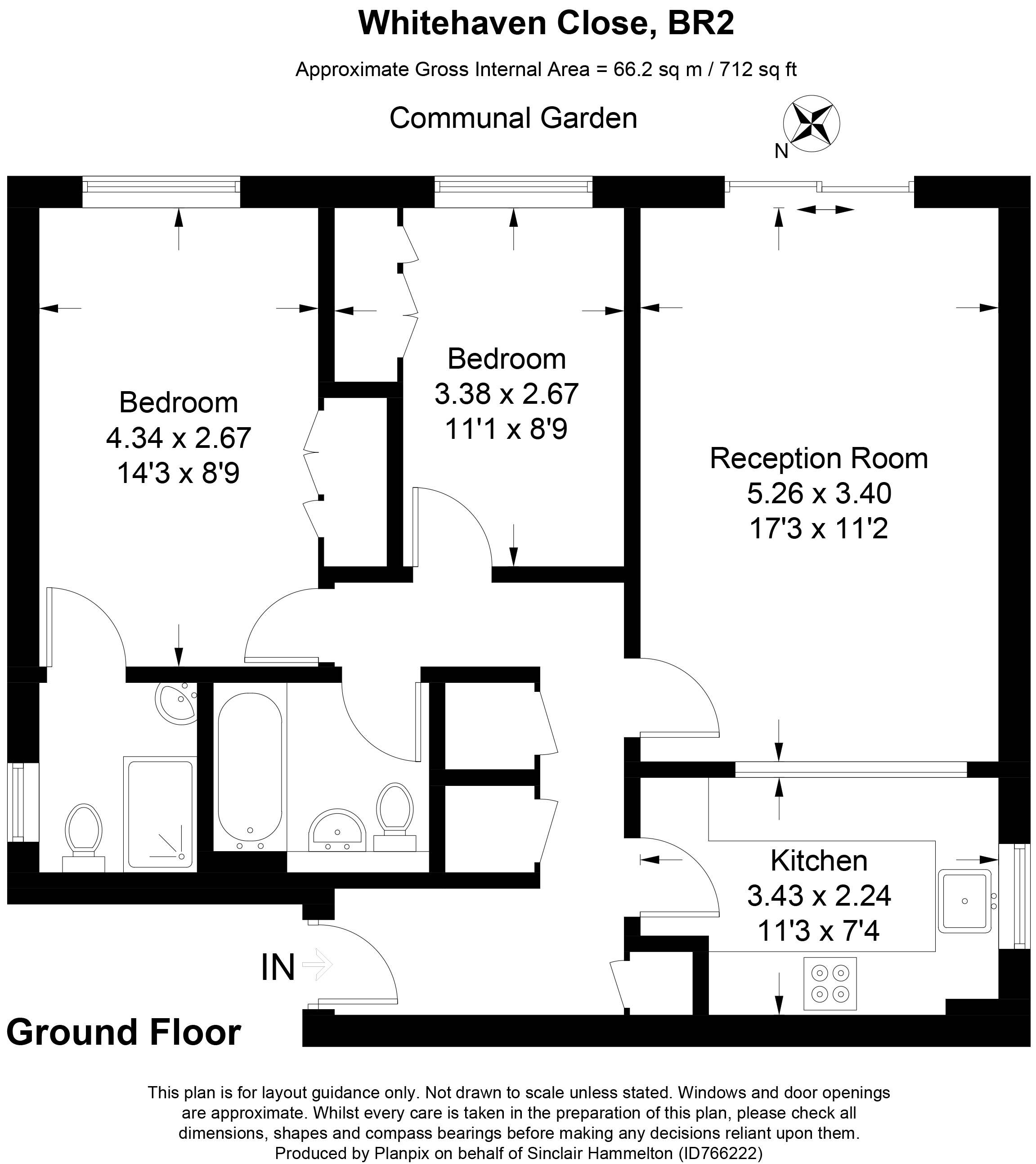 Chatsworth House, Whitehaven Close, Bromley, Kent BR2, 2 bedroom flat