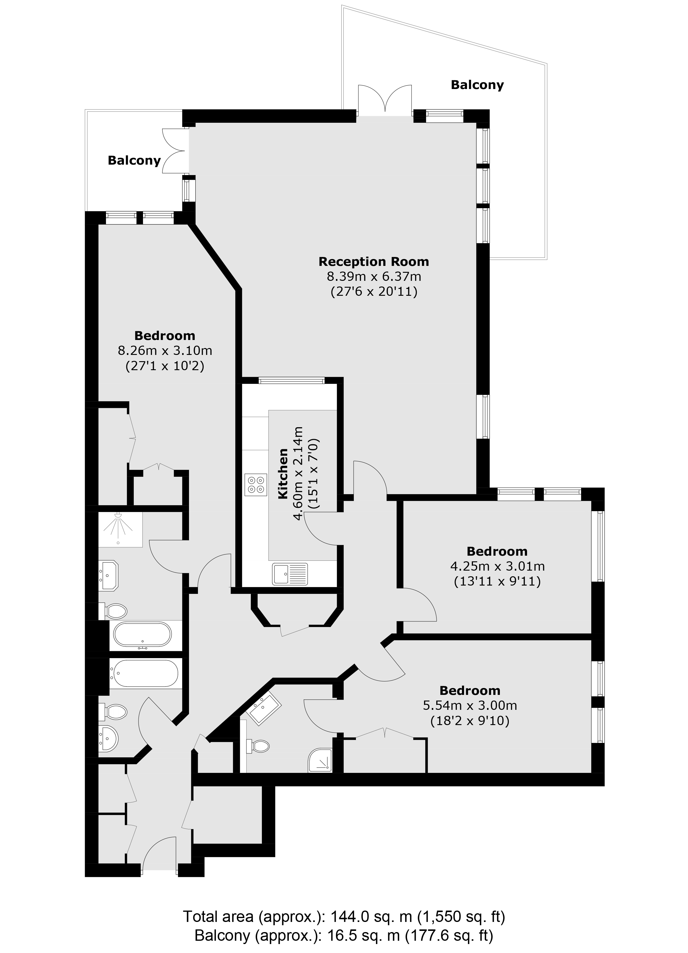 Twickenham Road, Teddington TW11, 3 bedroom flat for sale 64212583