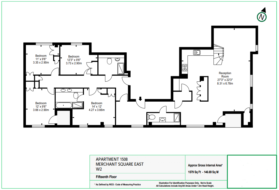4B Merchant Square East, 1508, Merchant Square, London floorplan