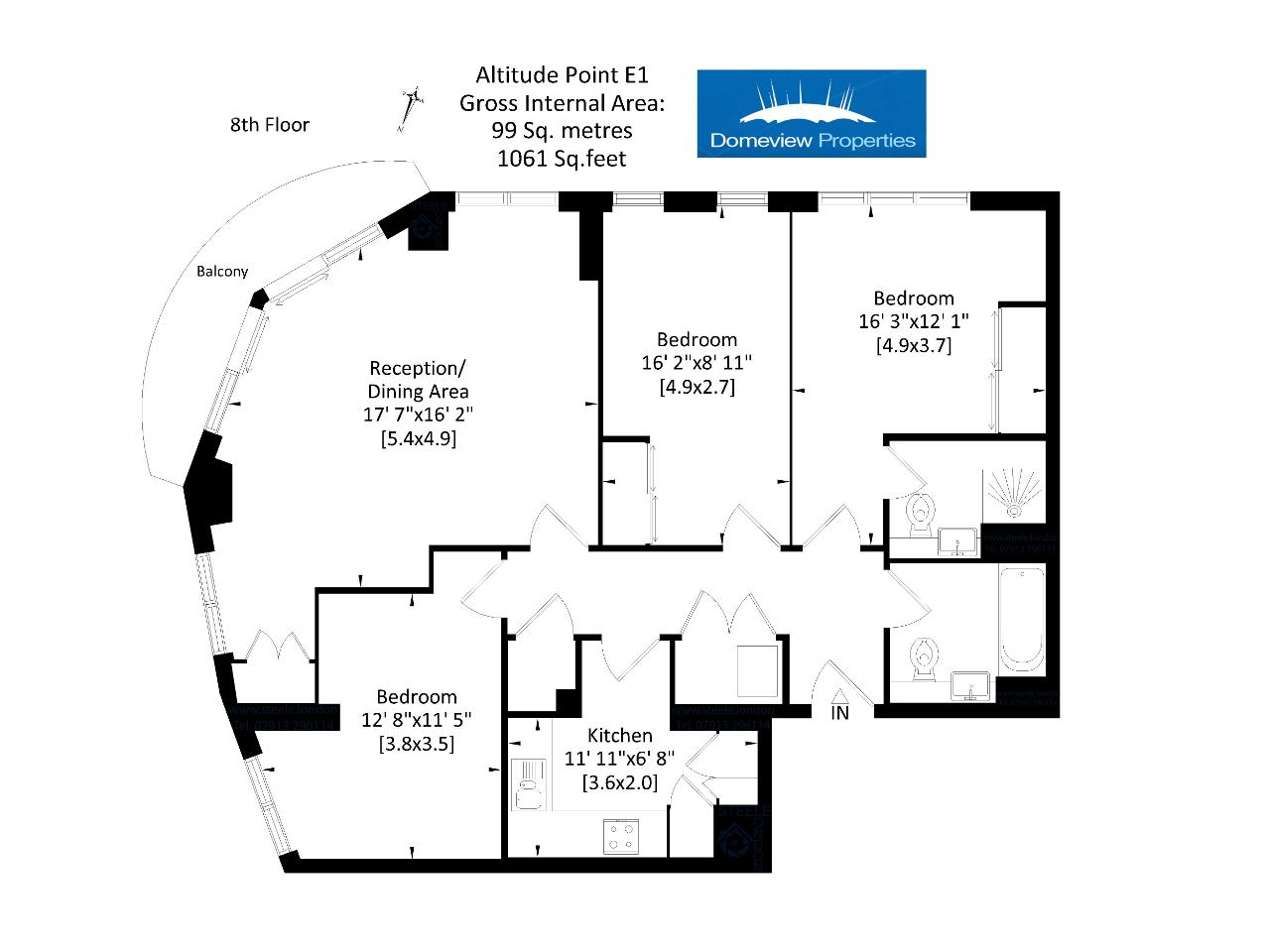 801, Altitude, 1 Alie Street, Aldgate floorplan