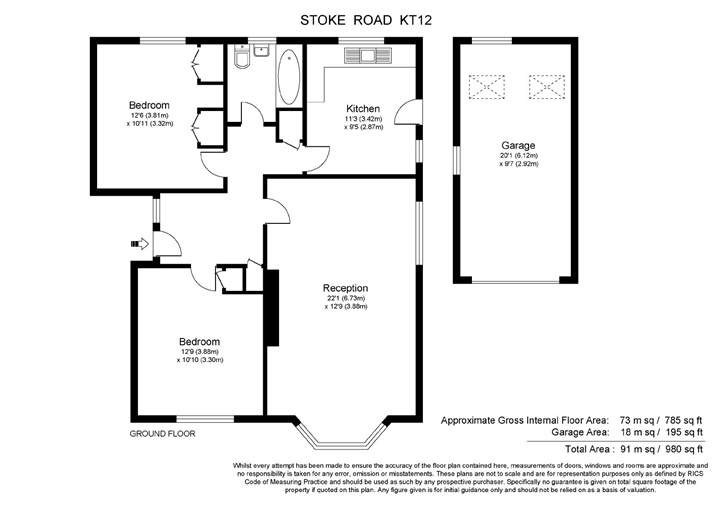 2 Bedrooms Detached house to rent in Stoke Road, Walton-On-Thames, Surrey KT12