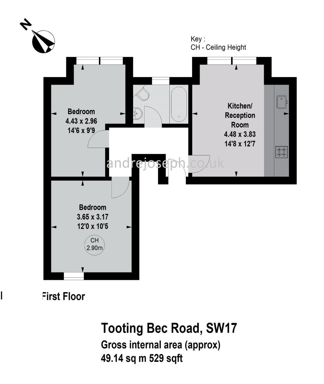 Flat 4, 94-96, Tooting Bec Road, London floorplan