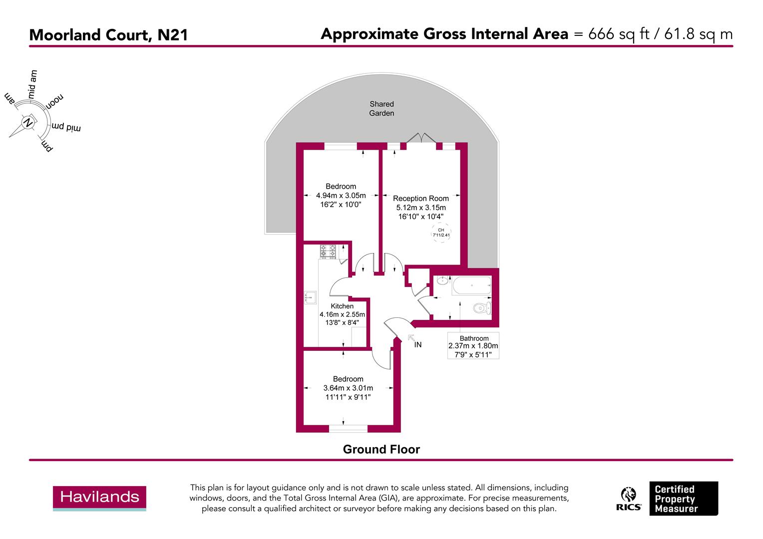 Flat 1 Moorland Court, 59, Springbank, N21 floorplan