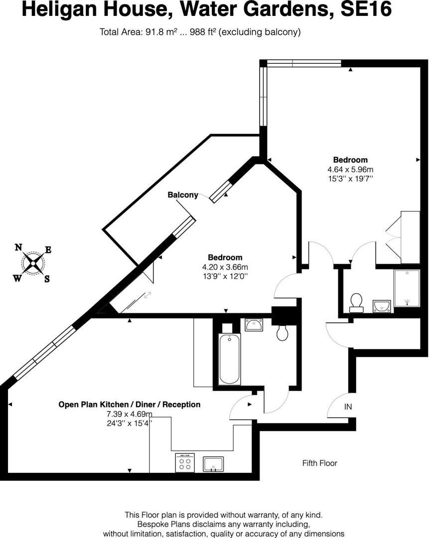 Flat 451, Heligan House, Water Gardens Square, London floorplan