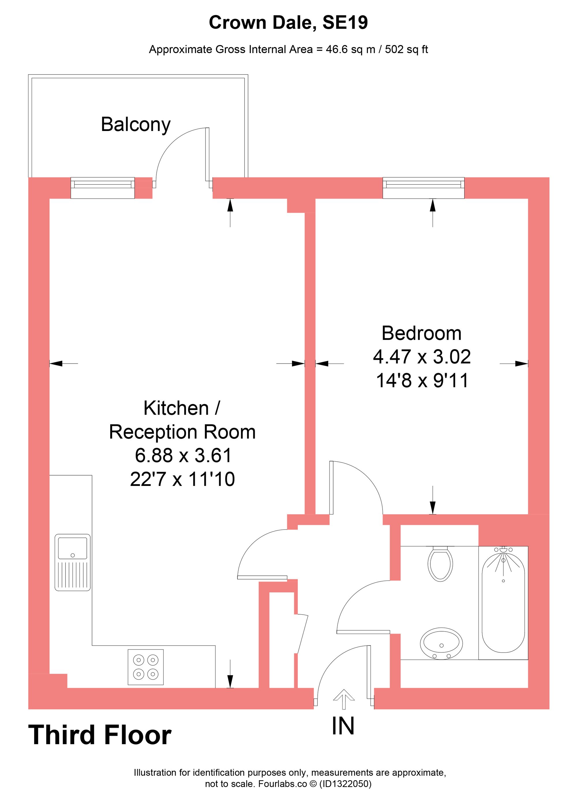 Flat 9, 105 Crown Dale, London floorplan