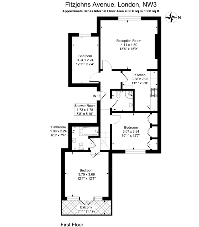 Flat 5, Fitzjohns Avenue, London floorplan