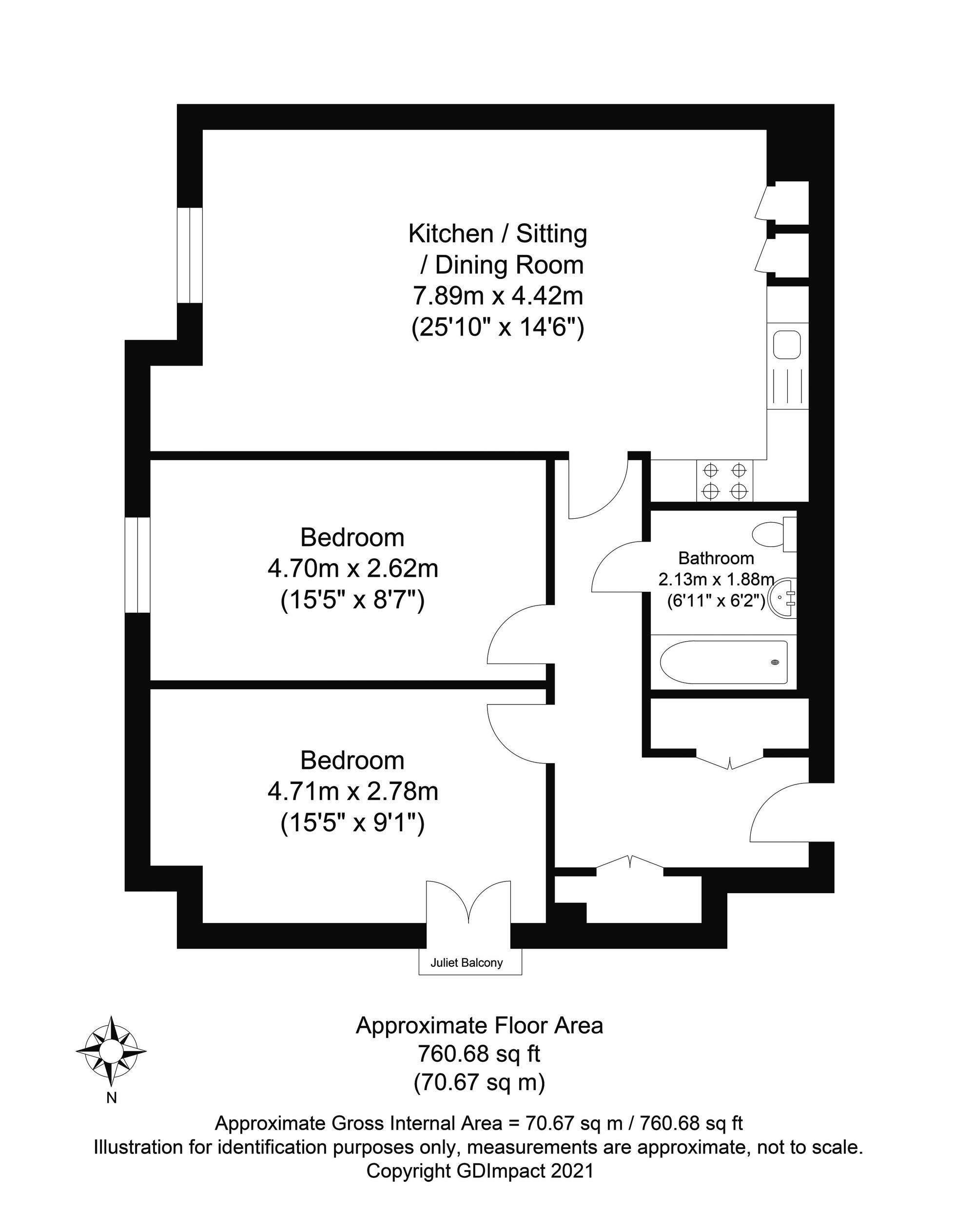 Flat 9, Clematis House Beryl Close, Crawley floorplan
