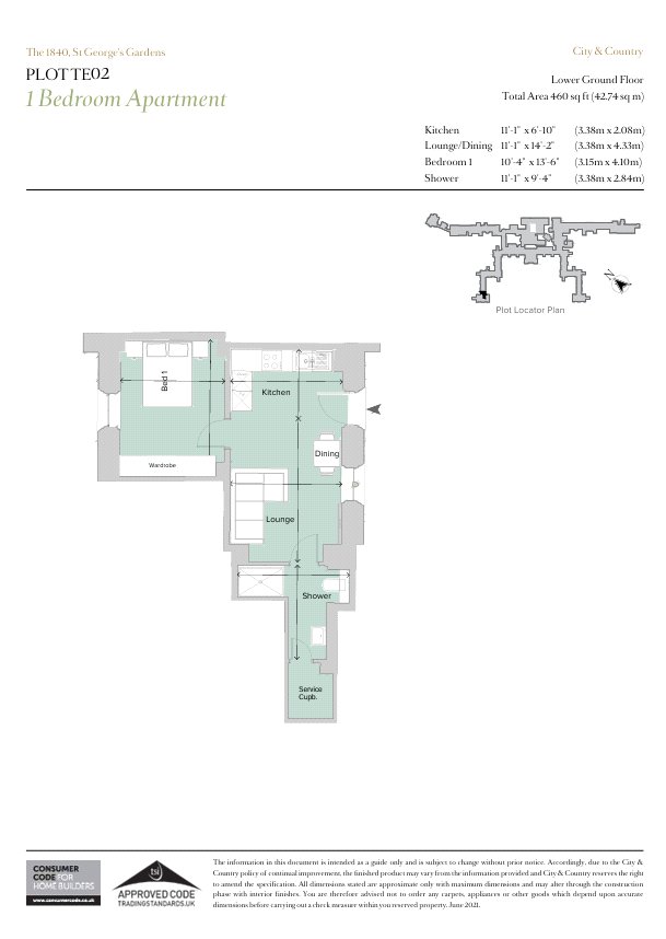 TE102,, The 1840, St. George's Gardens, London floorplan