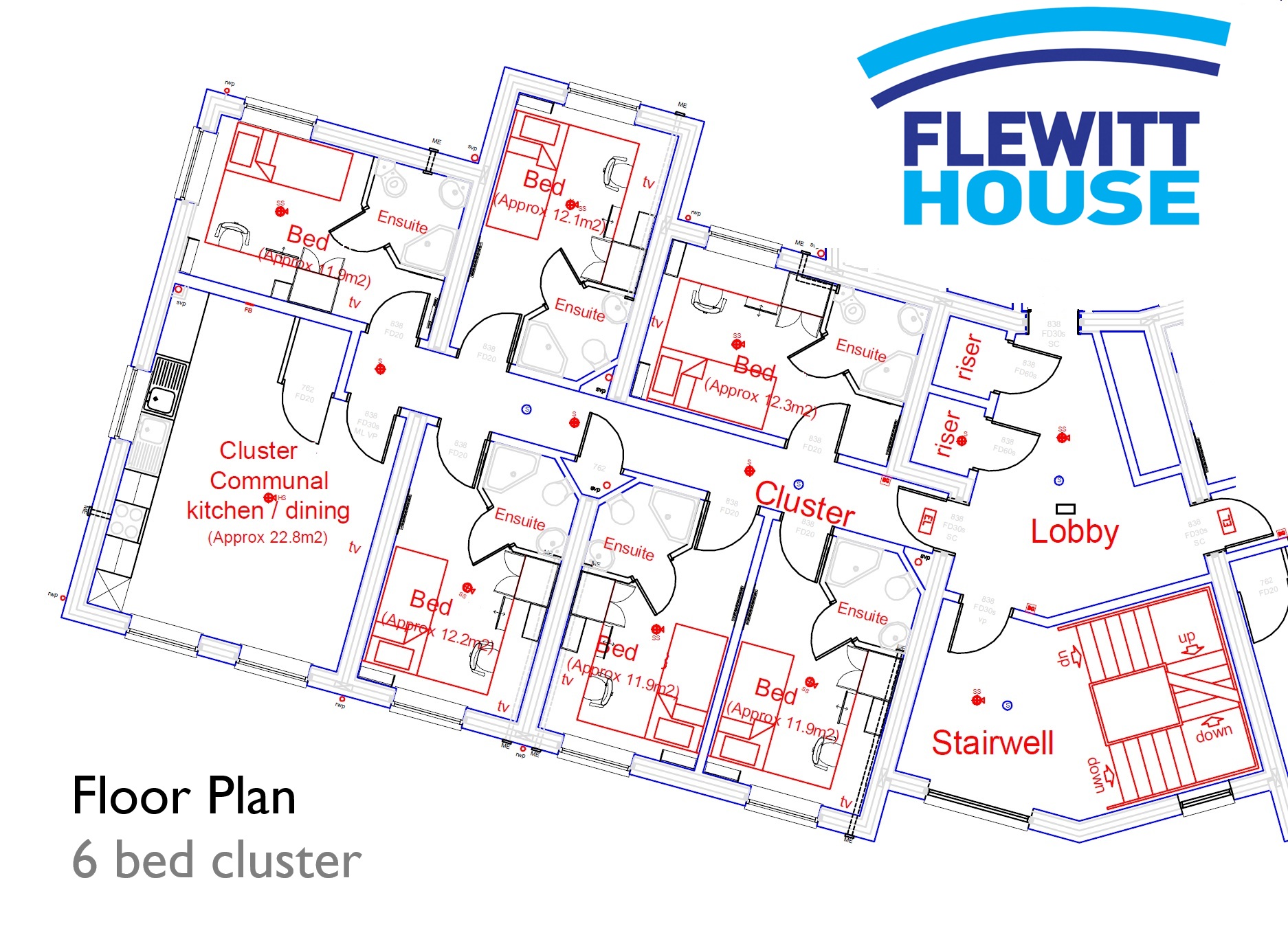 Room 1, Flewitt House, Beeston floorplan