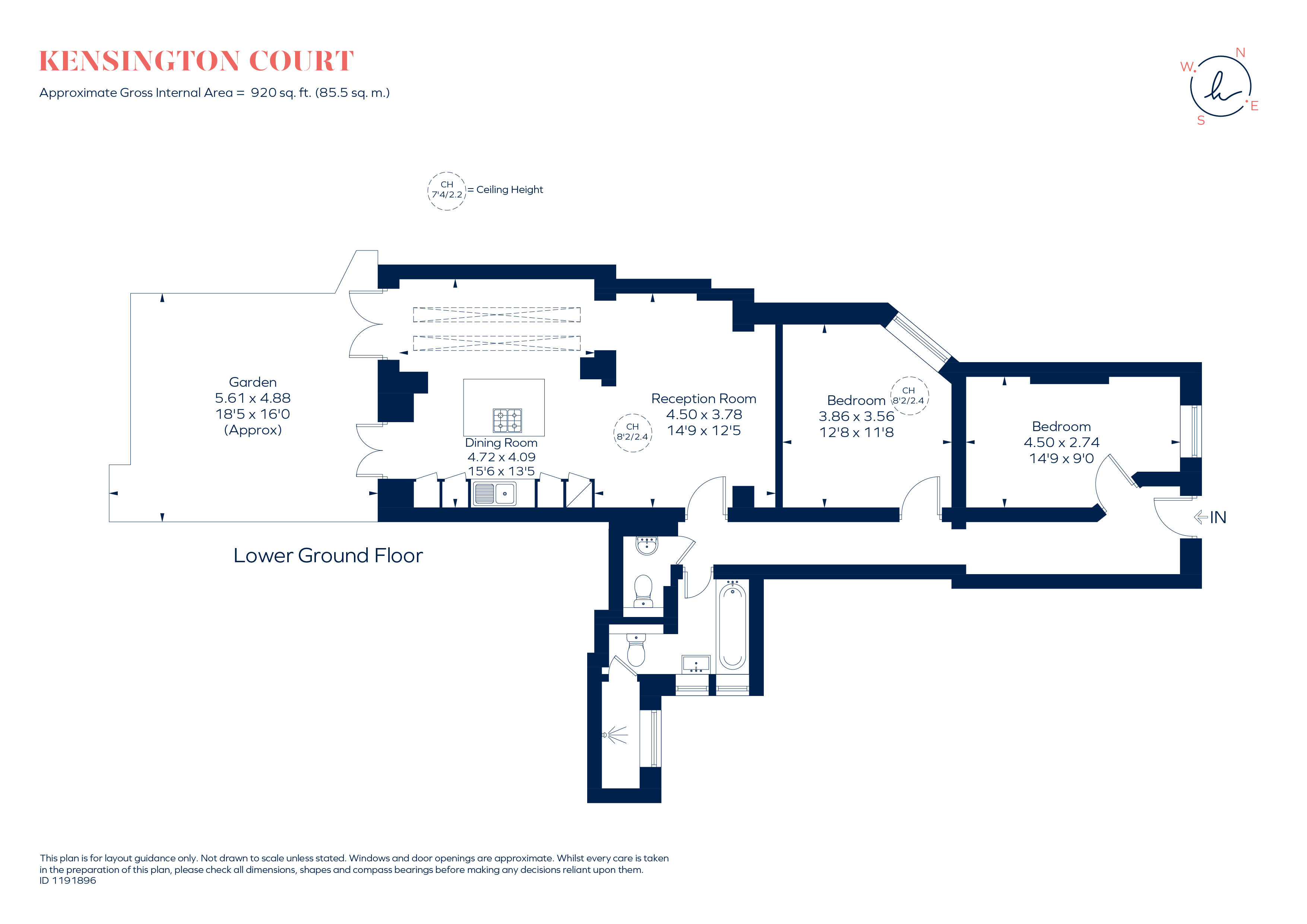 Flat 1b, 33, Cornwall Mansions, Kensington Court, London floorplan