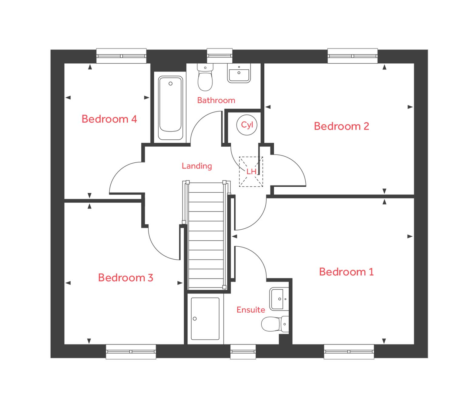 "The Leverton" at Allington Lane, Fair Oak, Eastleigh SO50, 4 bedroom