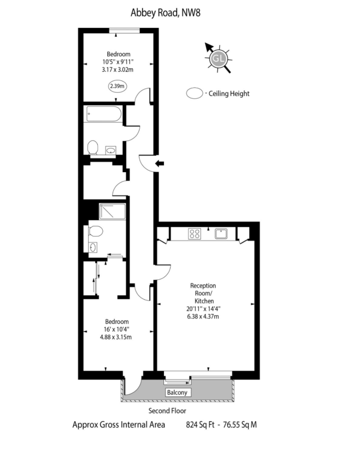 Flat 4, 83, Abbey Road, London floorplan