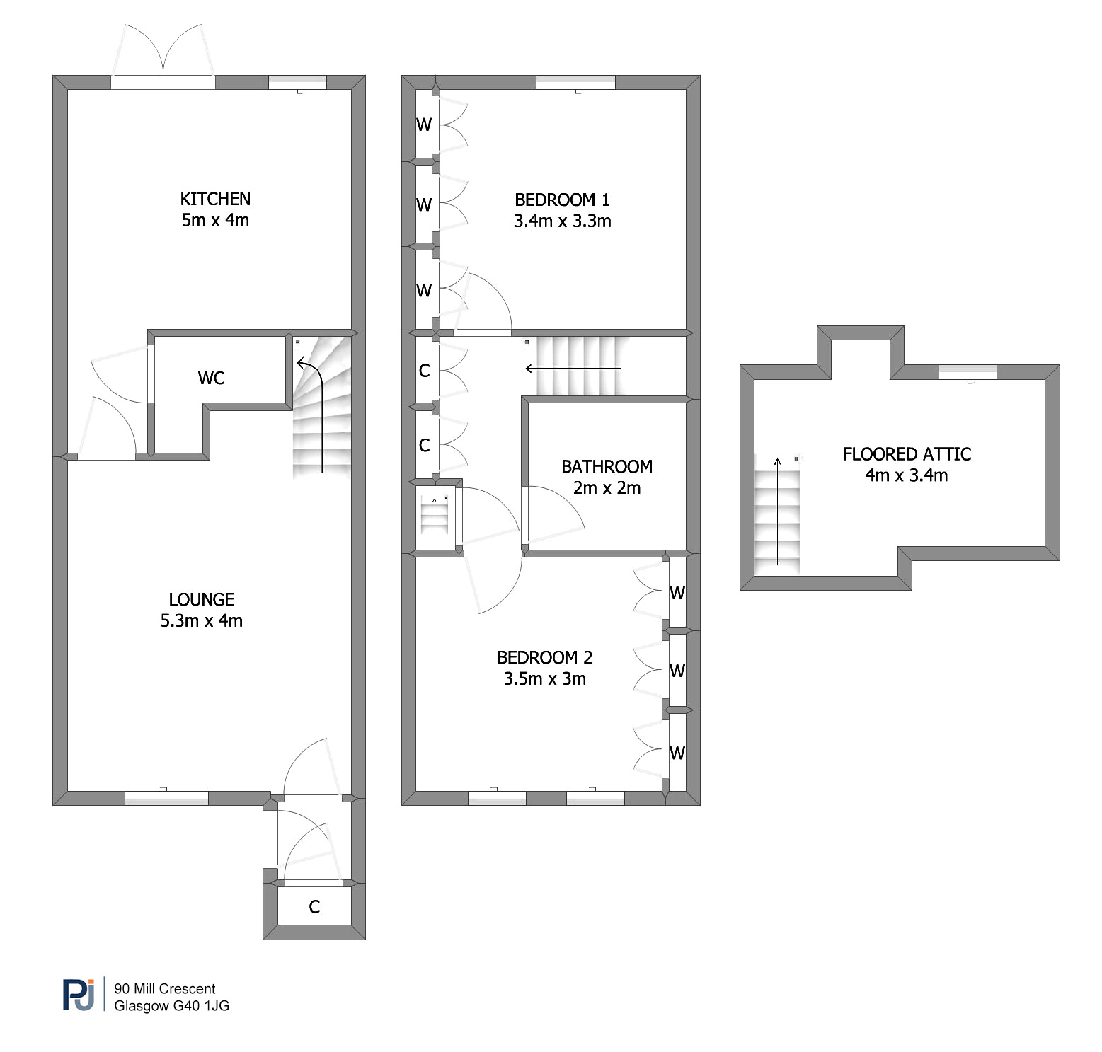 90 Mill Crescent, Glasgow floorplan