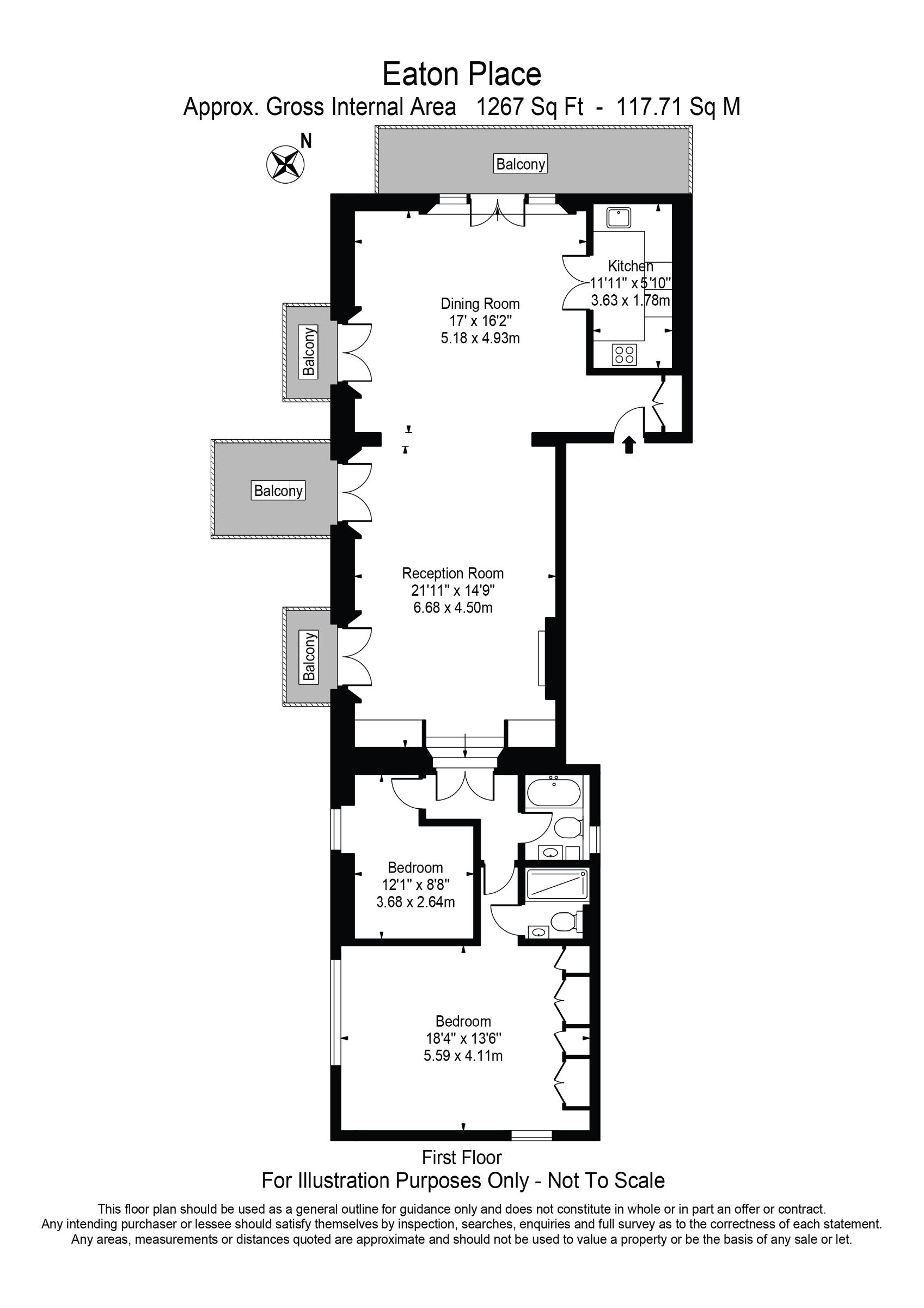 Flat 3, 34 Eaton Place, London floorplan