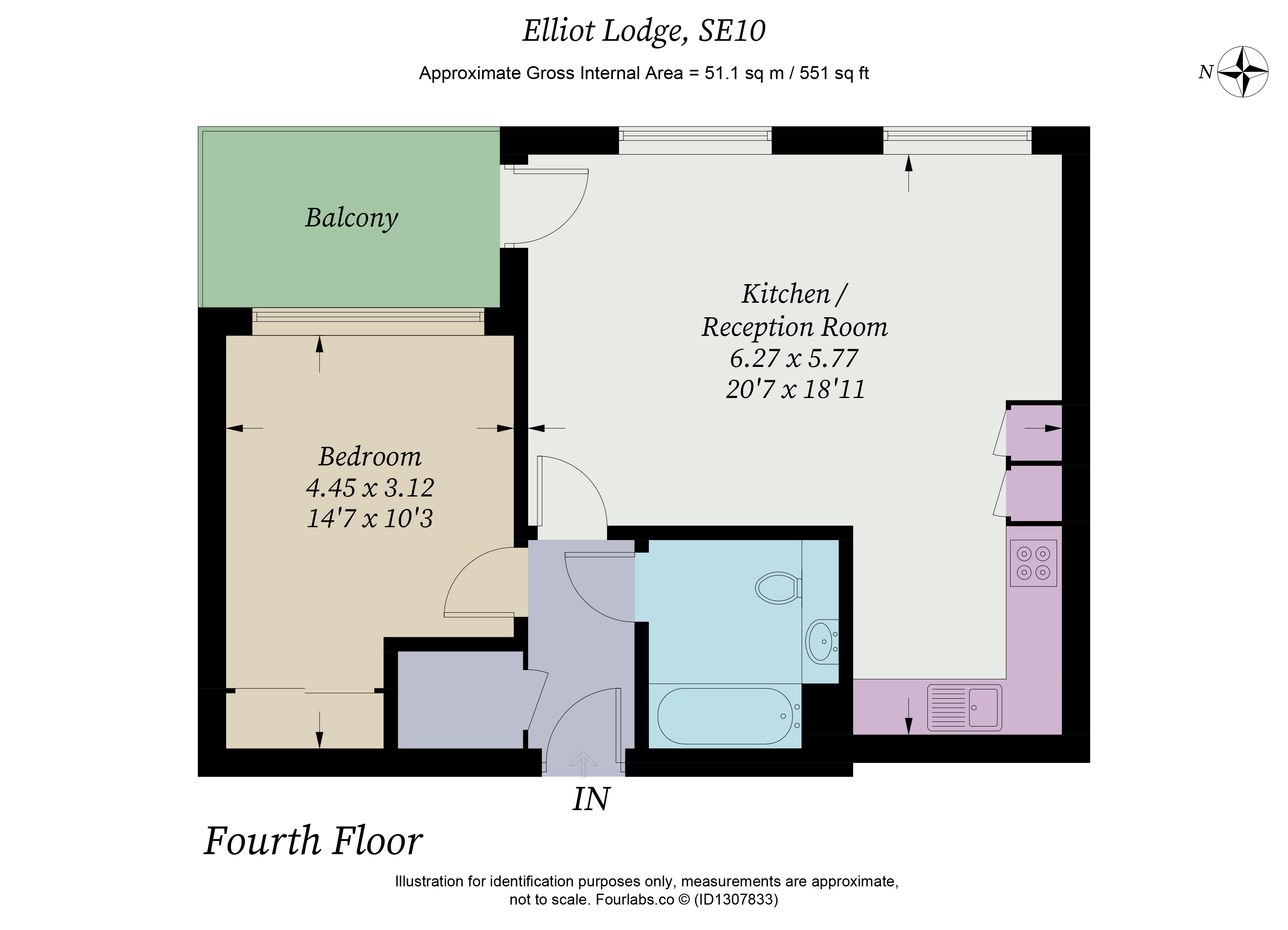 405, Elliot Lodge, 7, Cyrus Field Street, London floorplan