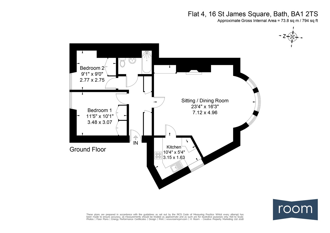 2 Bedrooms Flat to rent in St James's Square, Bath BA1