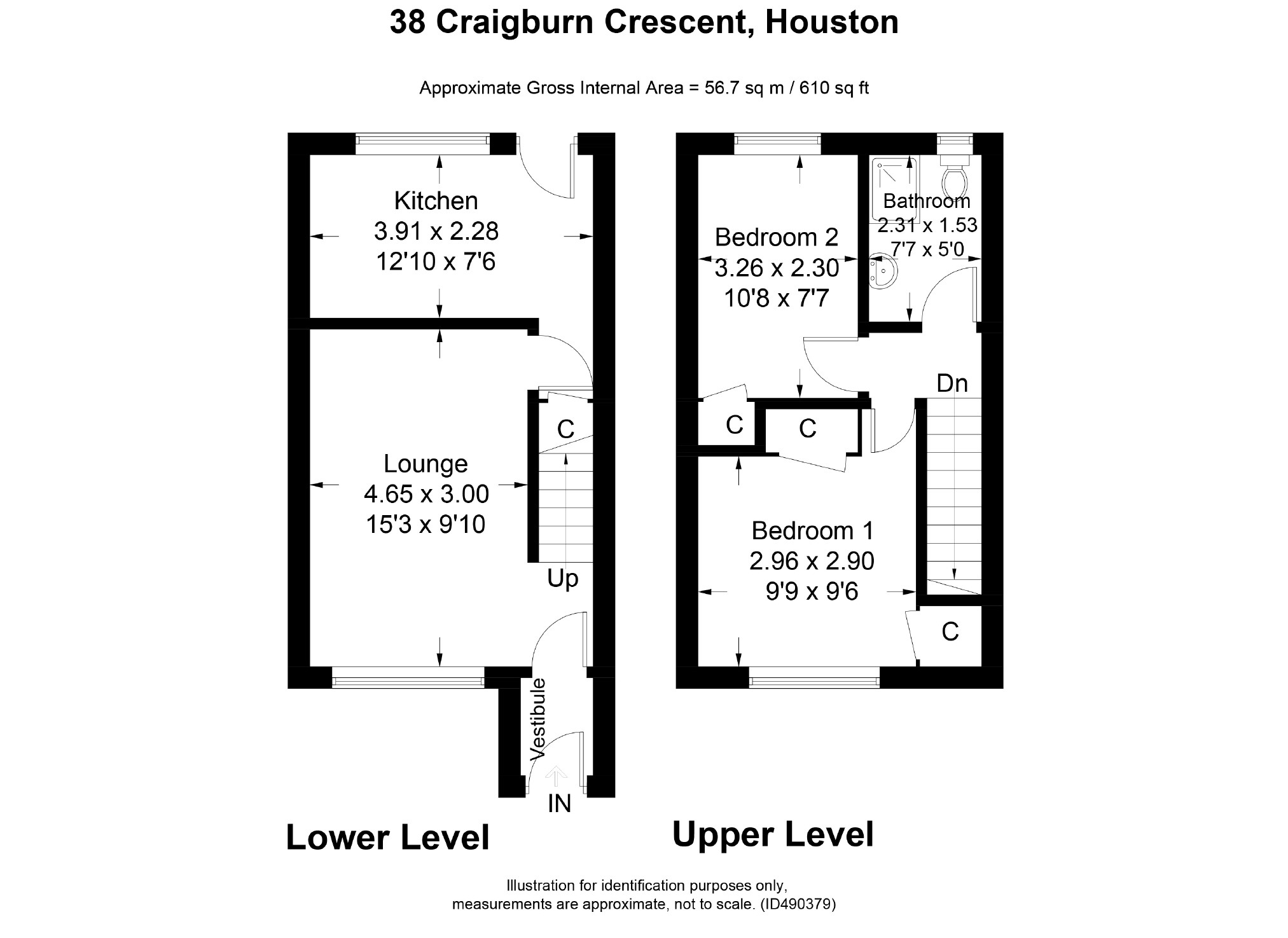 2 Bedrooms Terraced house for sale in Craigburn Crescent, Houston, Johnstone PA6