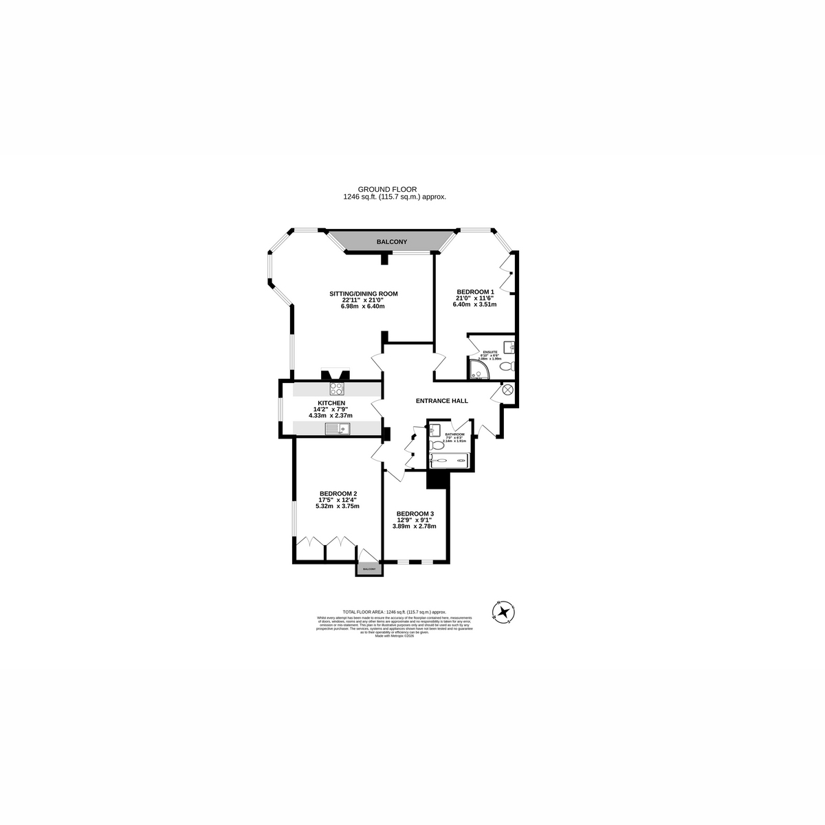 Flat Apartment 5, 5, Runton Road, Cromer floorplan