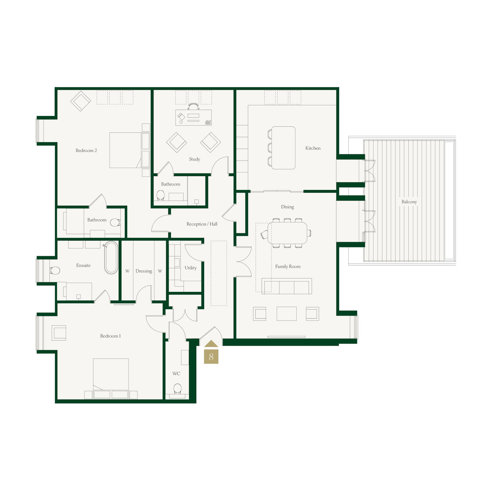 8, Flat  Wildacre, Northwood floorplan