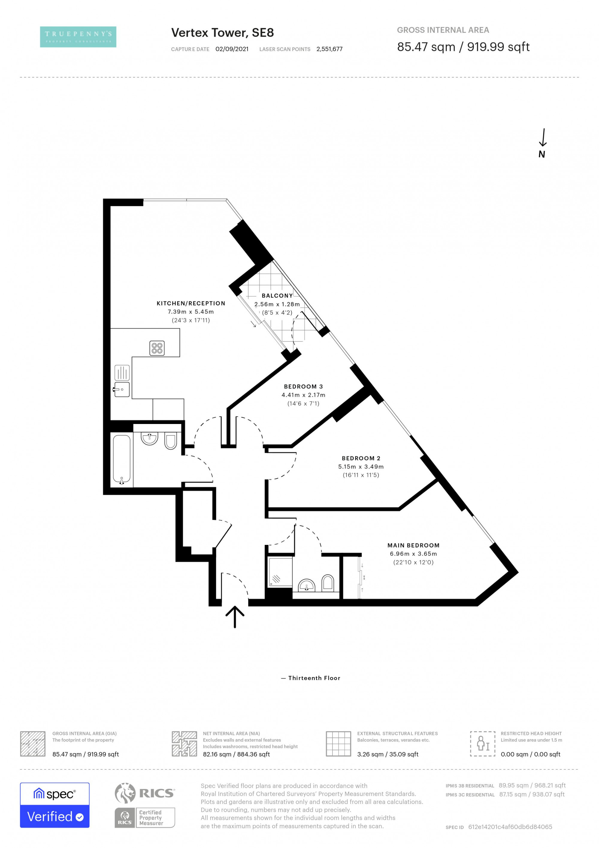 Flat 72, Vertex Tower, Deptford floorplan