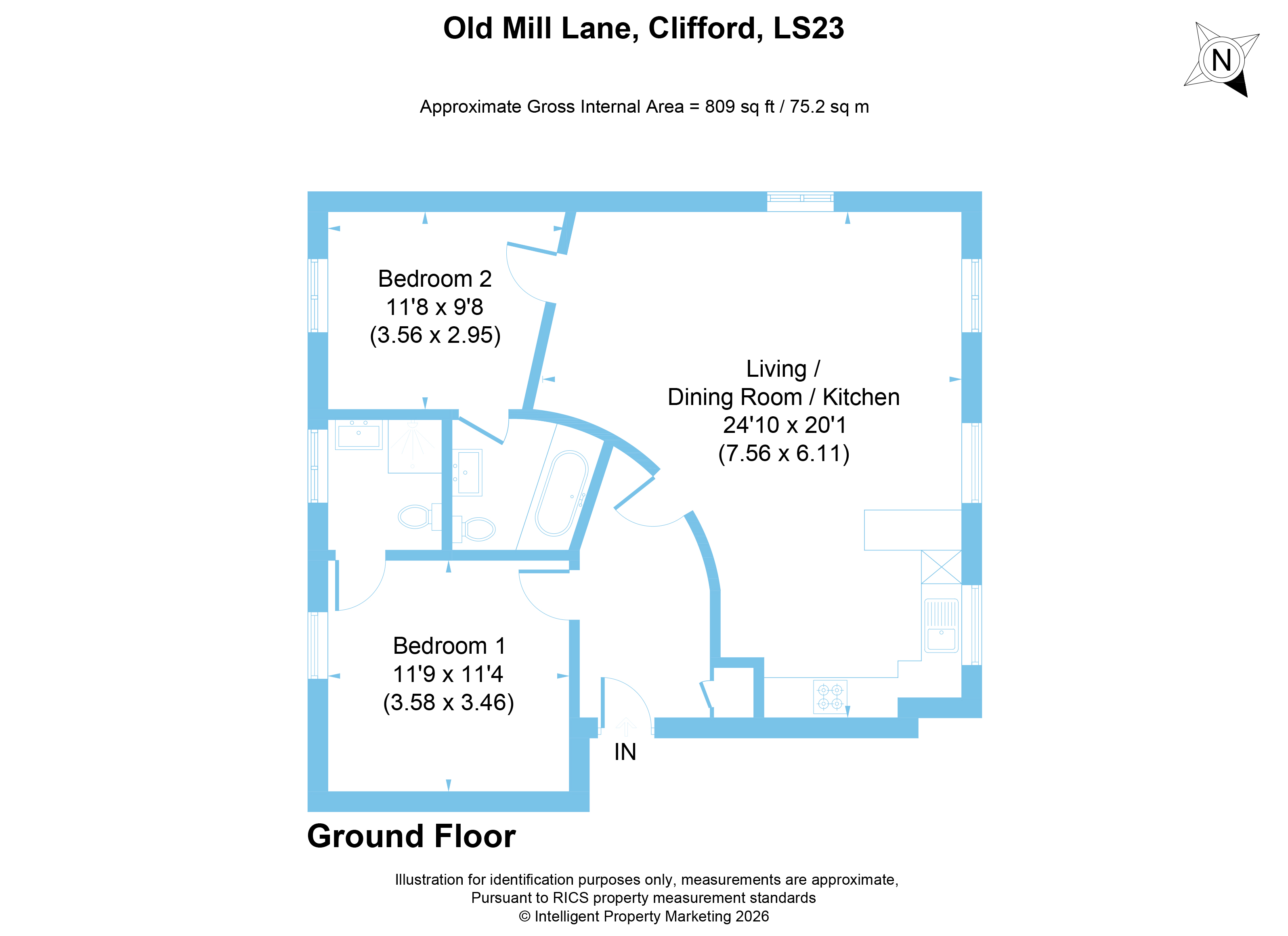Flat 2, Clifford Mill, 39, Old Mill Lane, Wetherby floorplan