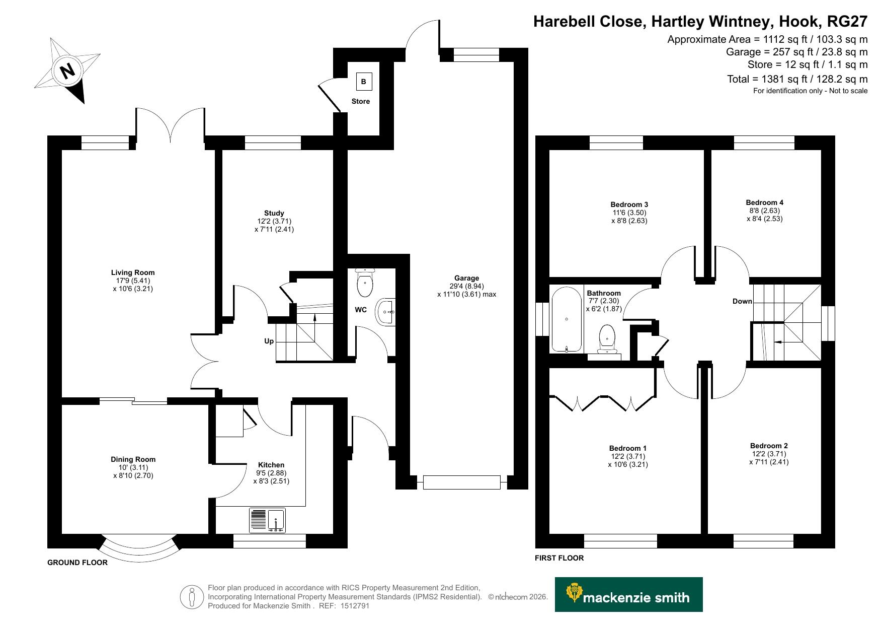 8, Harebell Close, Hook floorplan