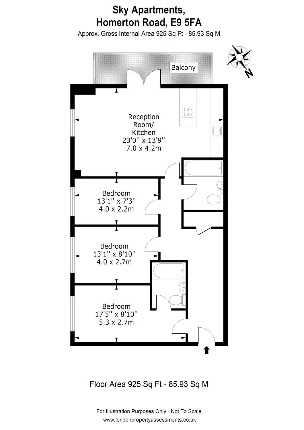 3 Bedrooms Flat to rent in Sky Apartments, Homerton Road, London E9