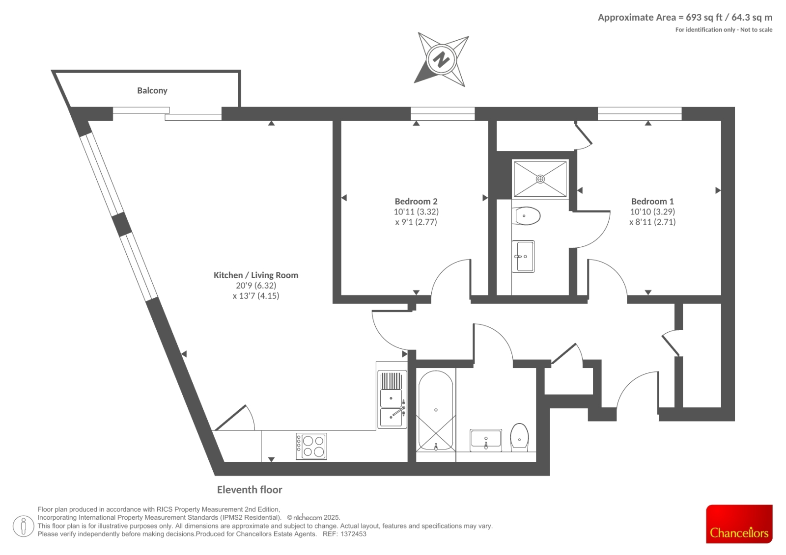 Flat 1103 Hewitt, 40, Alfred Street, Reading floorplan