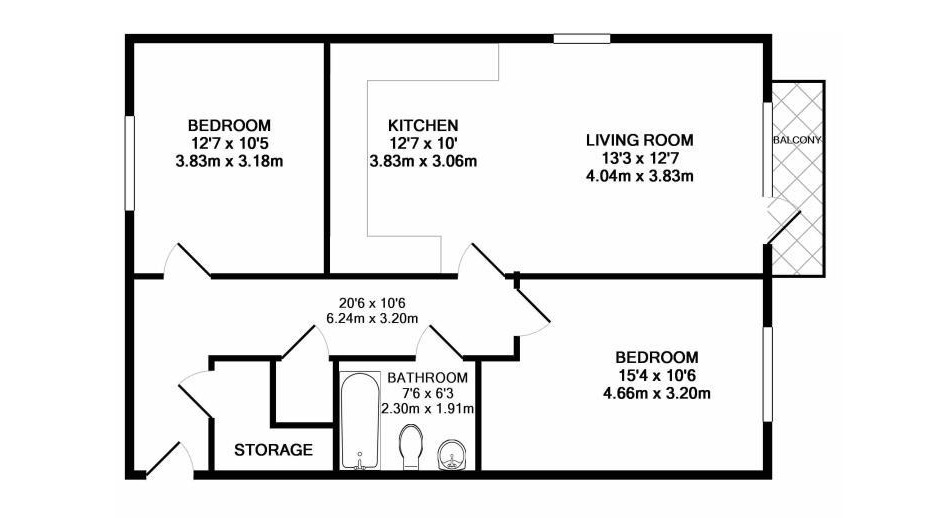 Flat 48, Unity Terrace, Harrow floorplan