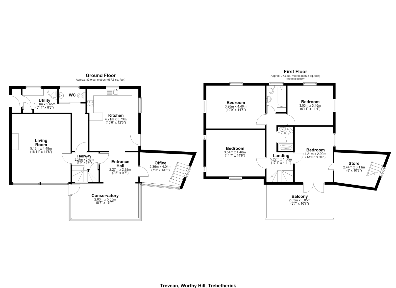 Trevean, Worthy Hill, Trebetherick floorplan