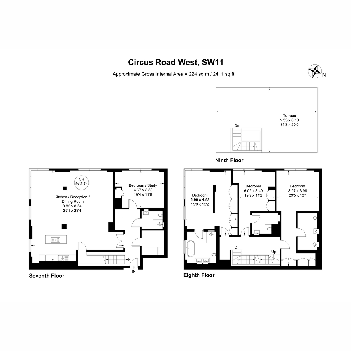Flat 97, Switch House West, Circus Road West, London floorplan