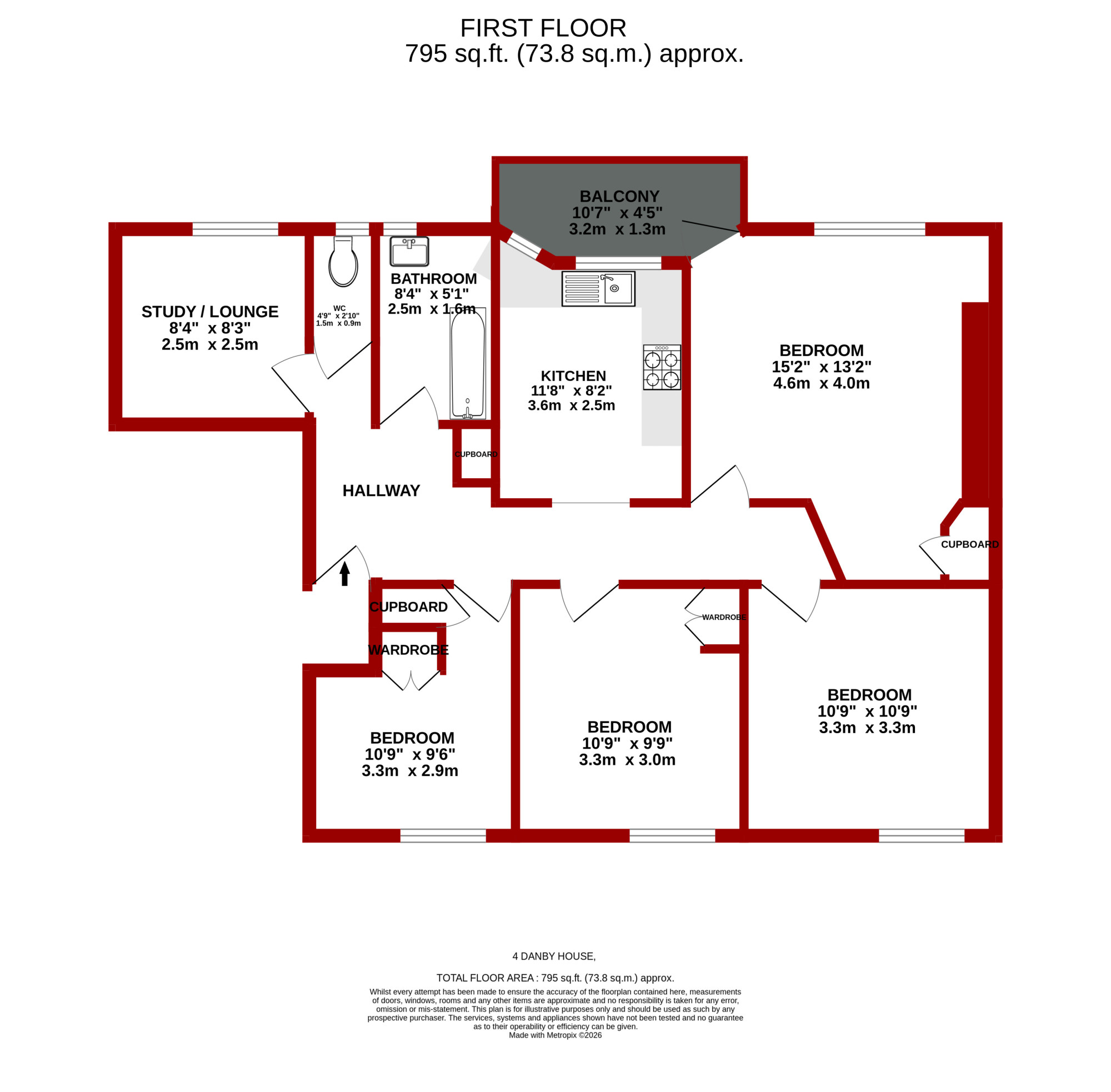 Flat 4 Danby House,, Frampton Park Road, Hackney floorplan