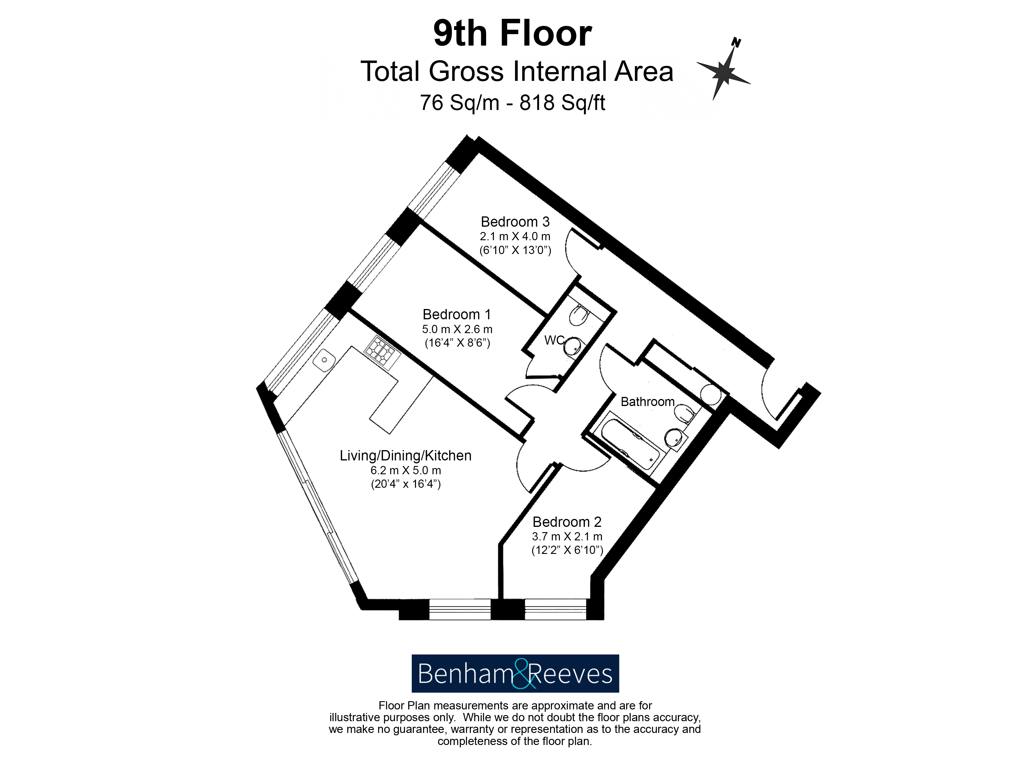 902, Sky View Tower, 12, High Street, Stratford floorplan